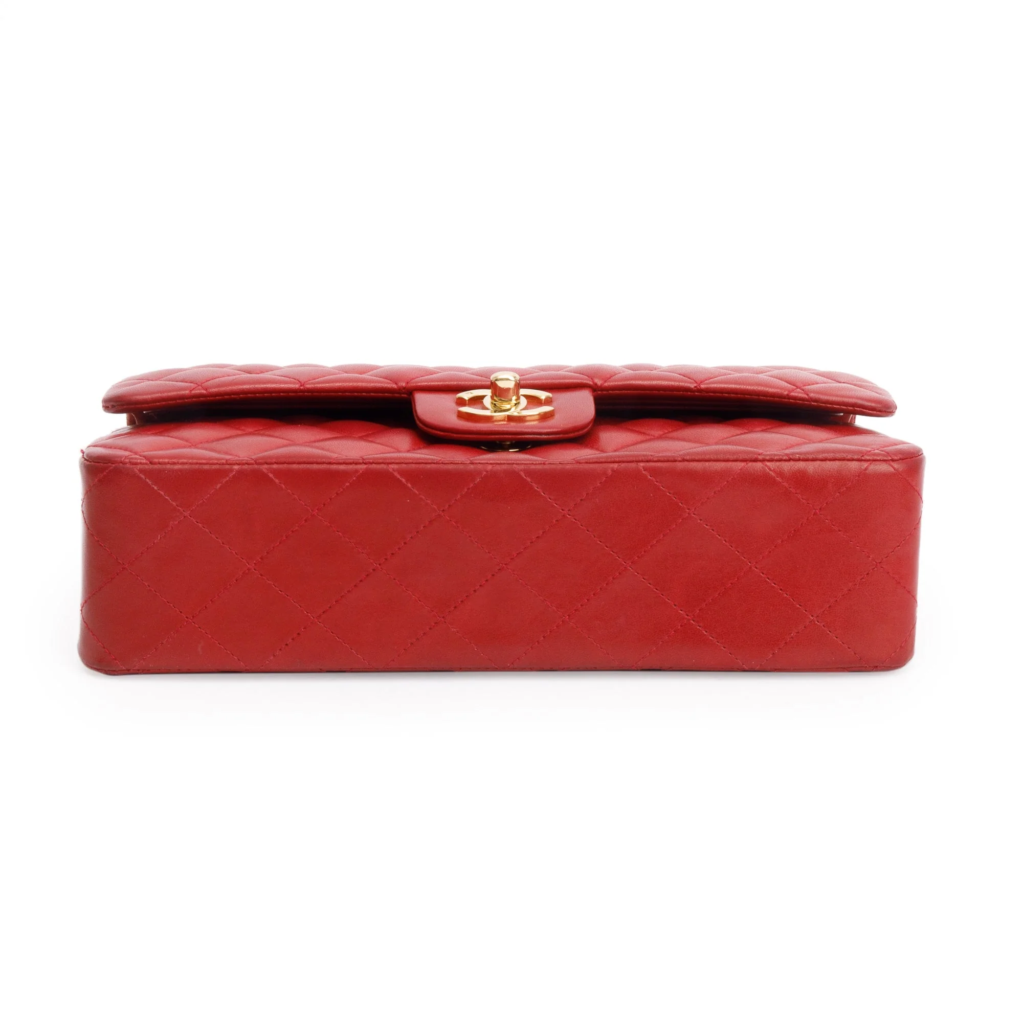 Chanel Vintage Red Quilted Lambskin Leather Classic Medium Double Flap Bag w/ Box & Authenticity Card - Image 8