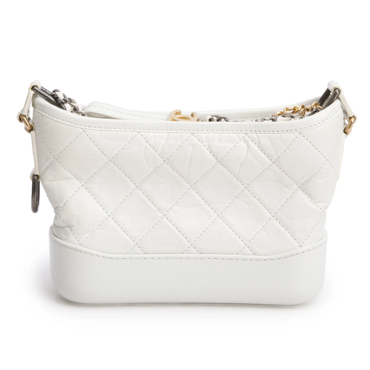 Chanel White Aged Calfskin Leather Small Gabrielle Hobo - Image 6