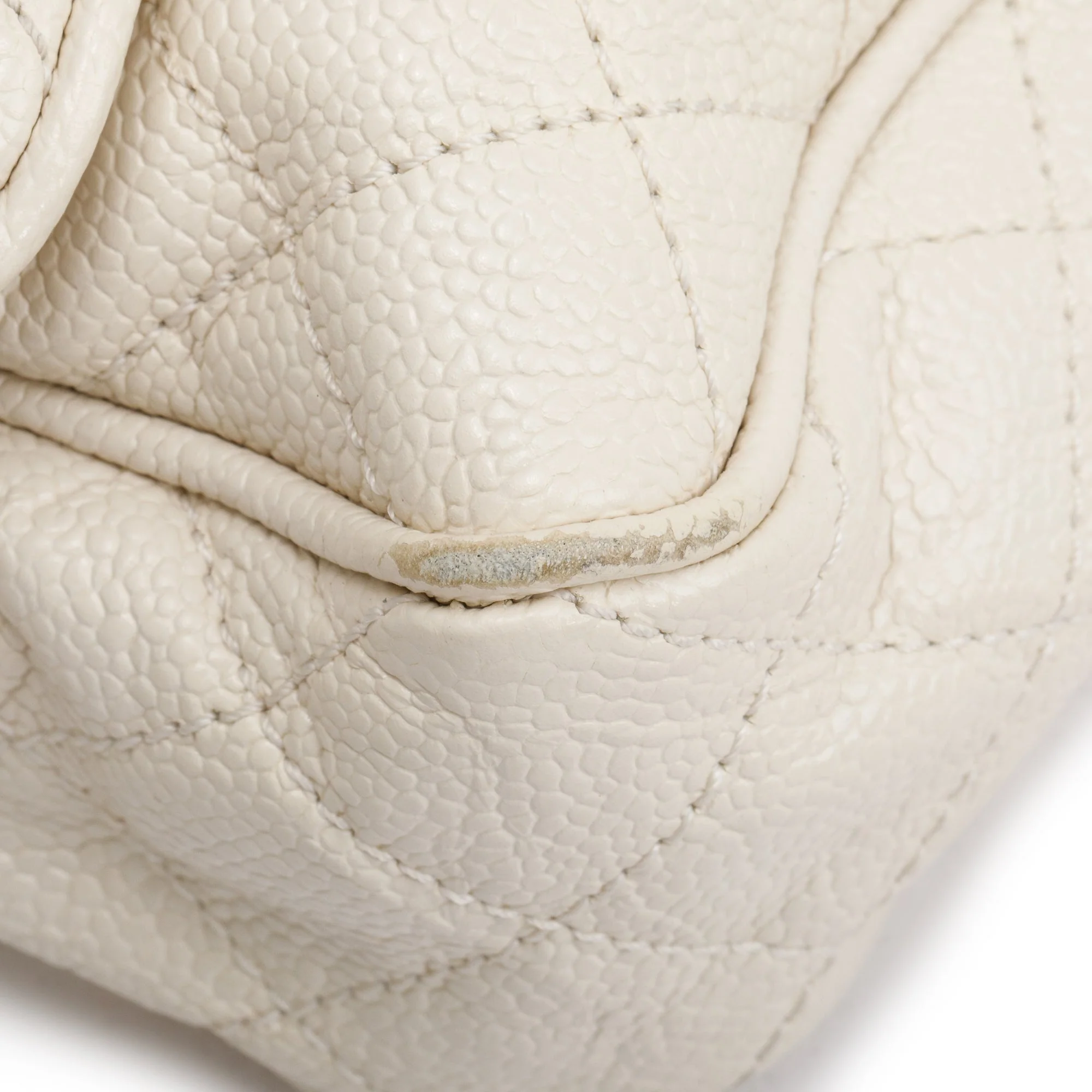 Chanel White Caviar Leather Medium Easy Flap Bag - Image 8