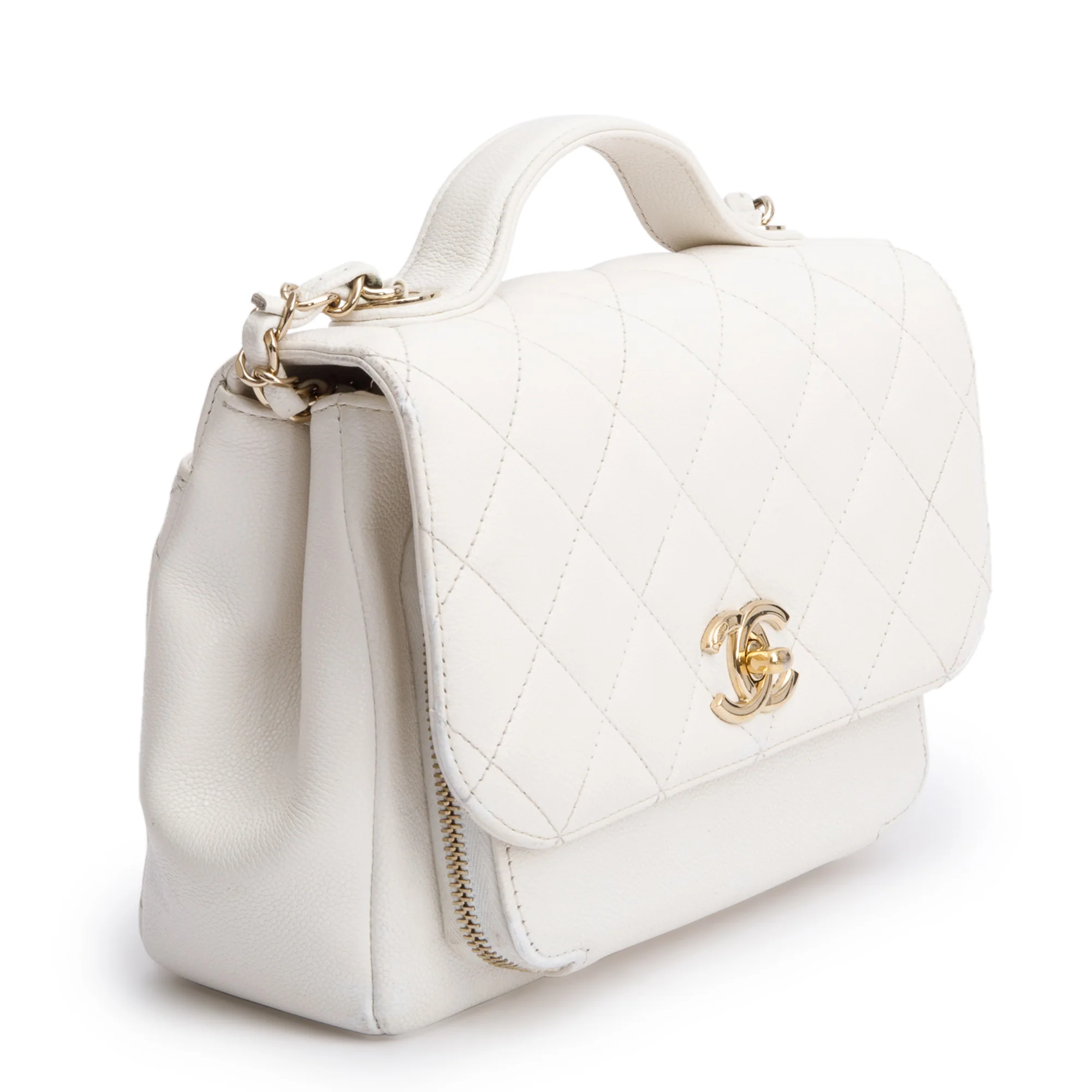 Chanel White Caviar Leather Small Business Affinity Flap Bag w/ Authenticity Card - Image 4