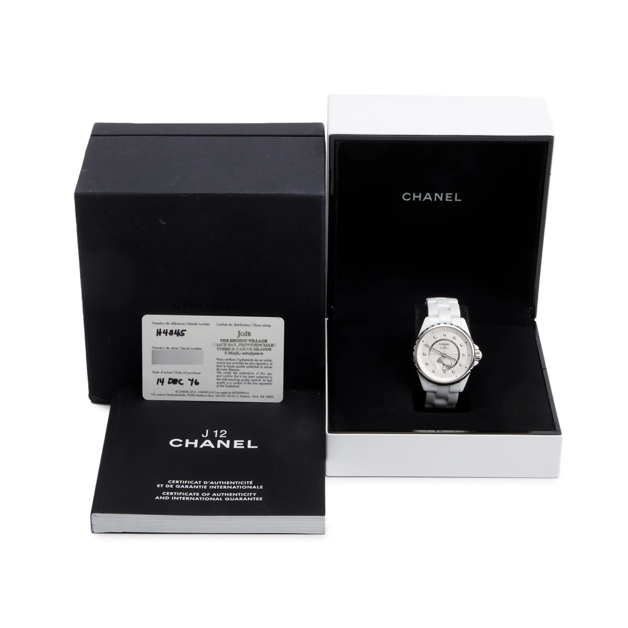 Chanel White Ceramic J12 36.5 MM Automatic Watch Silver Guilloche Diamond Dial w/ Box & Papers - Image 3