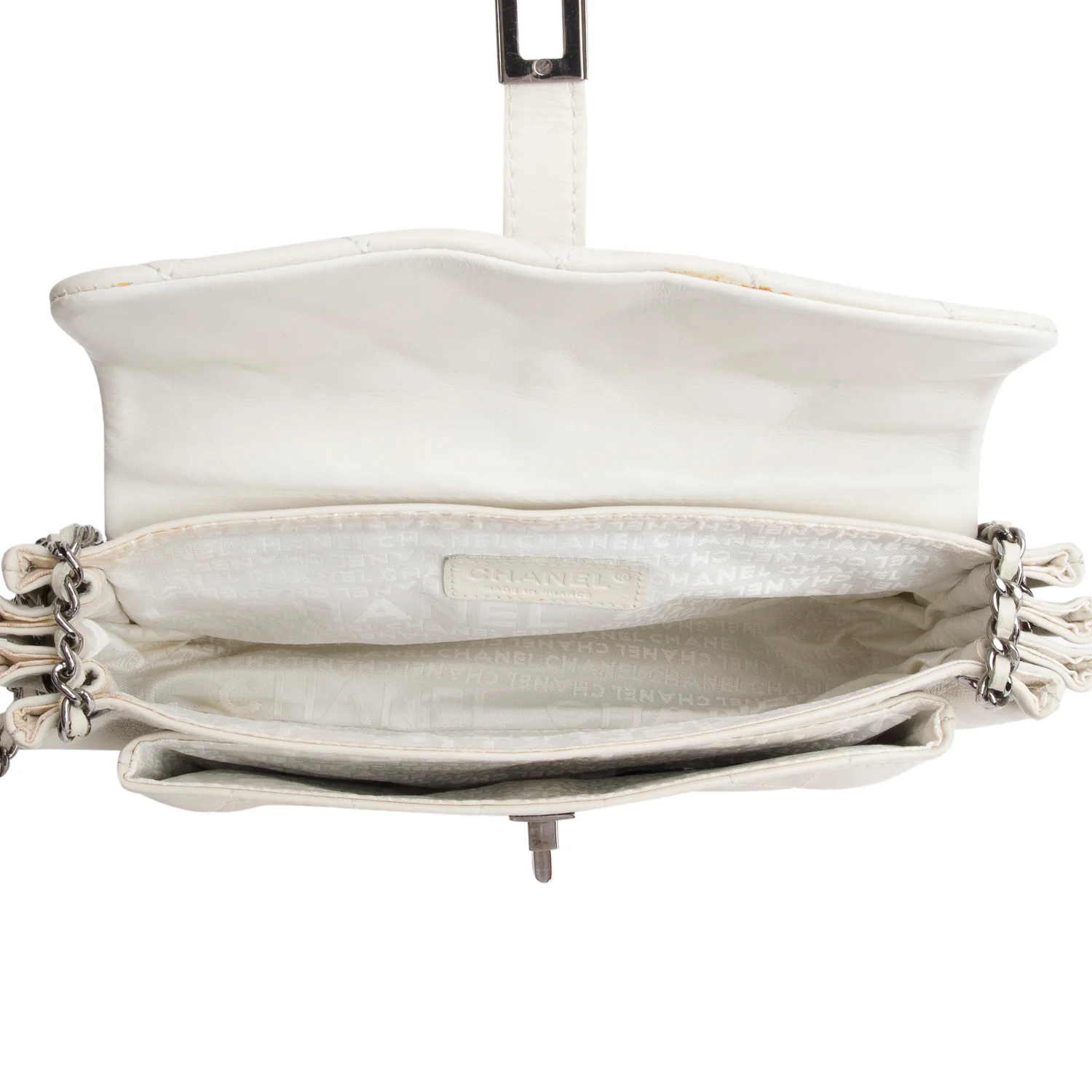 Chanel White Lambskin Mademoiselle Accordion Flap Bag - Image 8