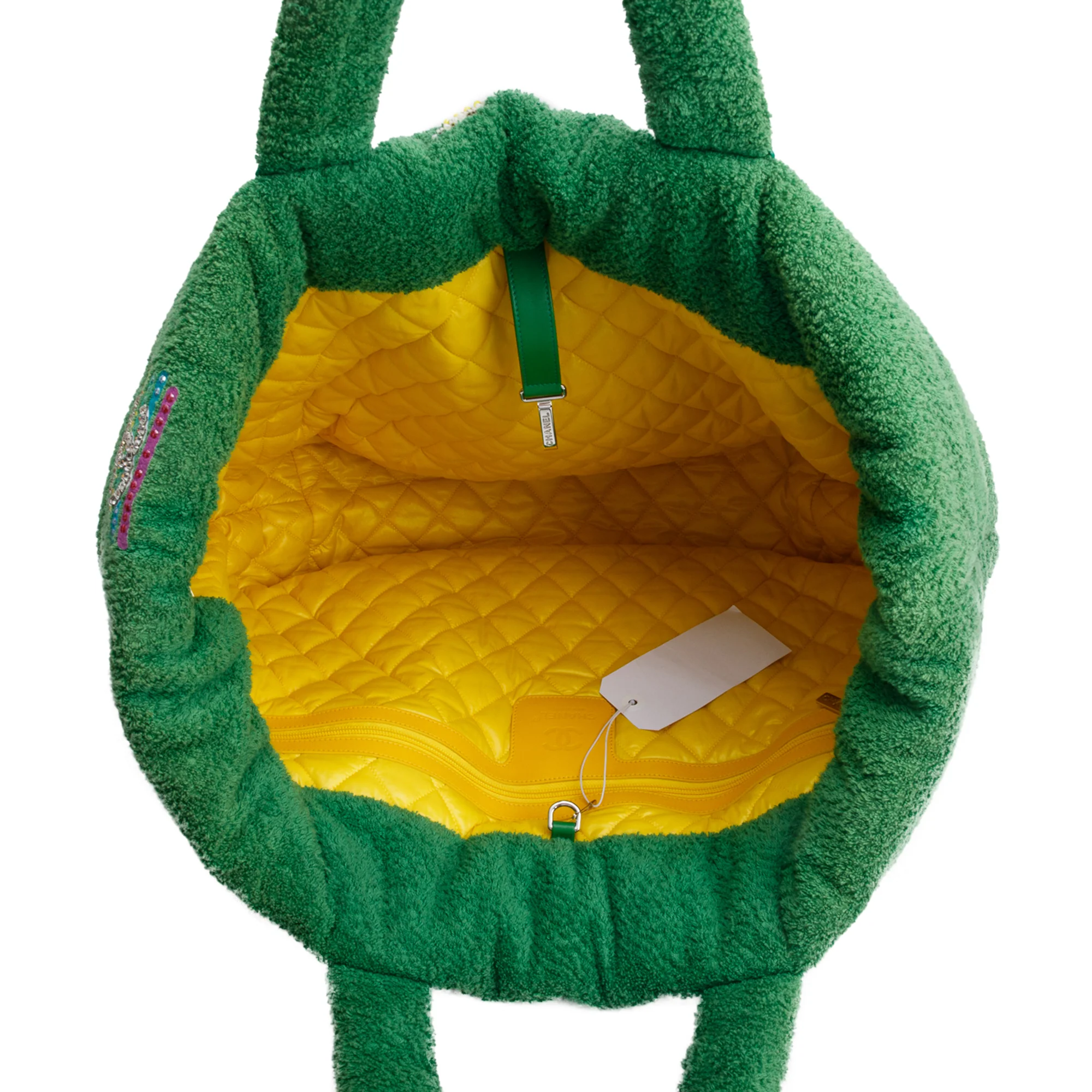 Chanel x Pharrell Williams Green Terry Cloth Coco Cocoon Tote - Image 6
