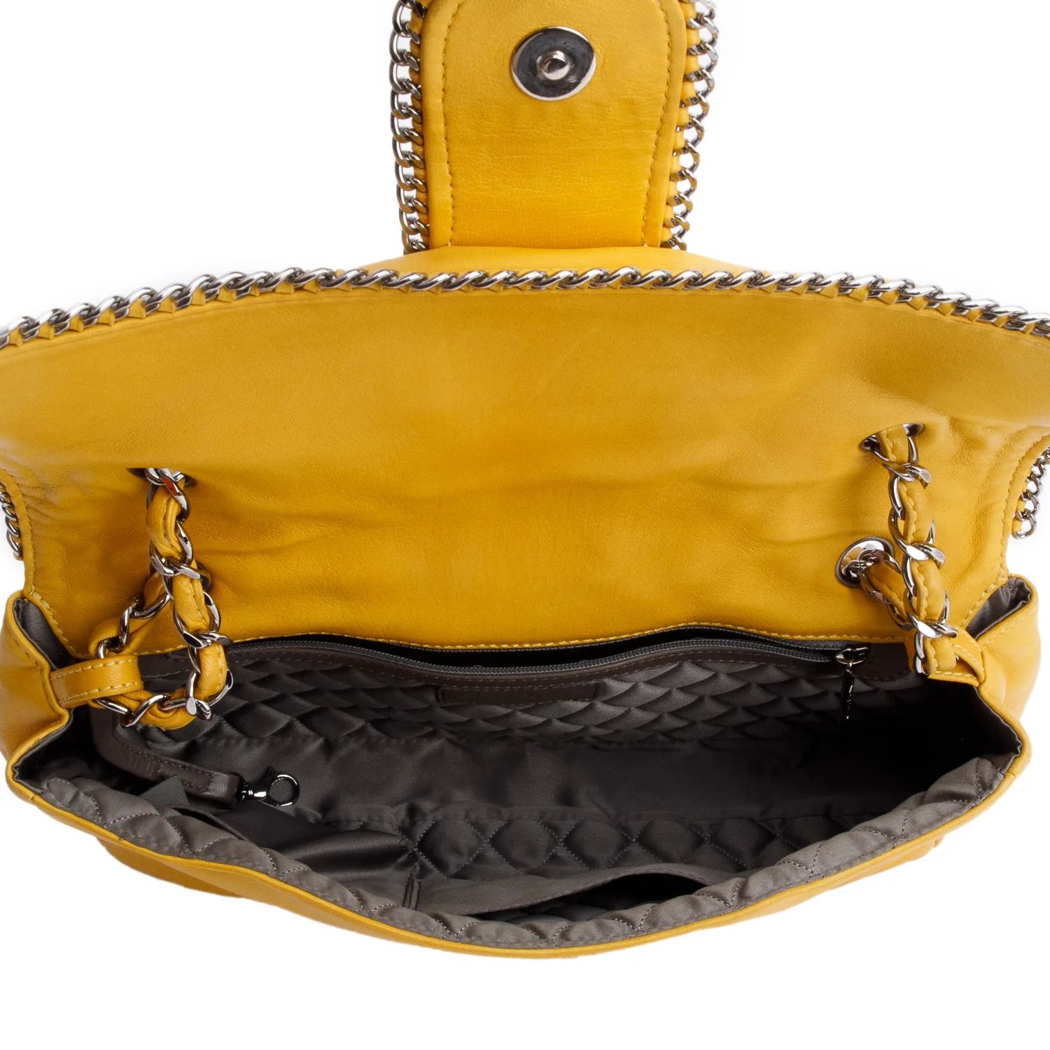 Chanel Yellow Lambskin Leather Large Madison Flap Bag - Image 7