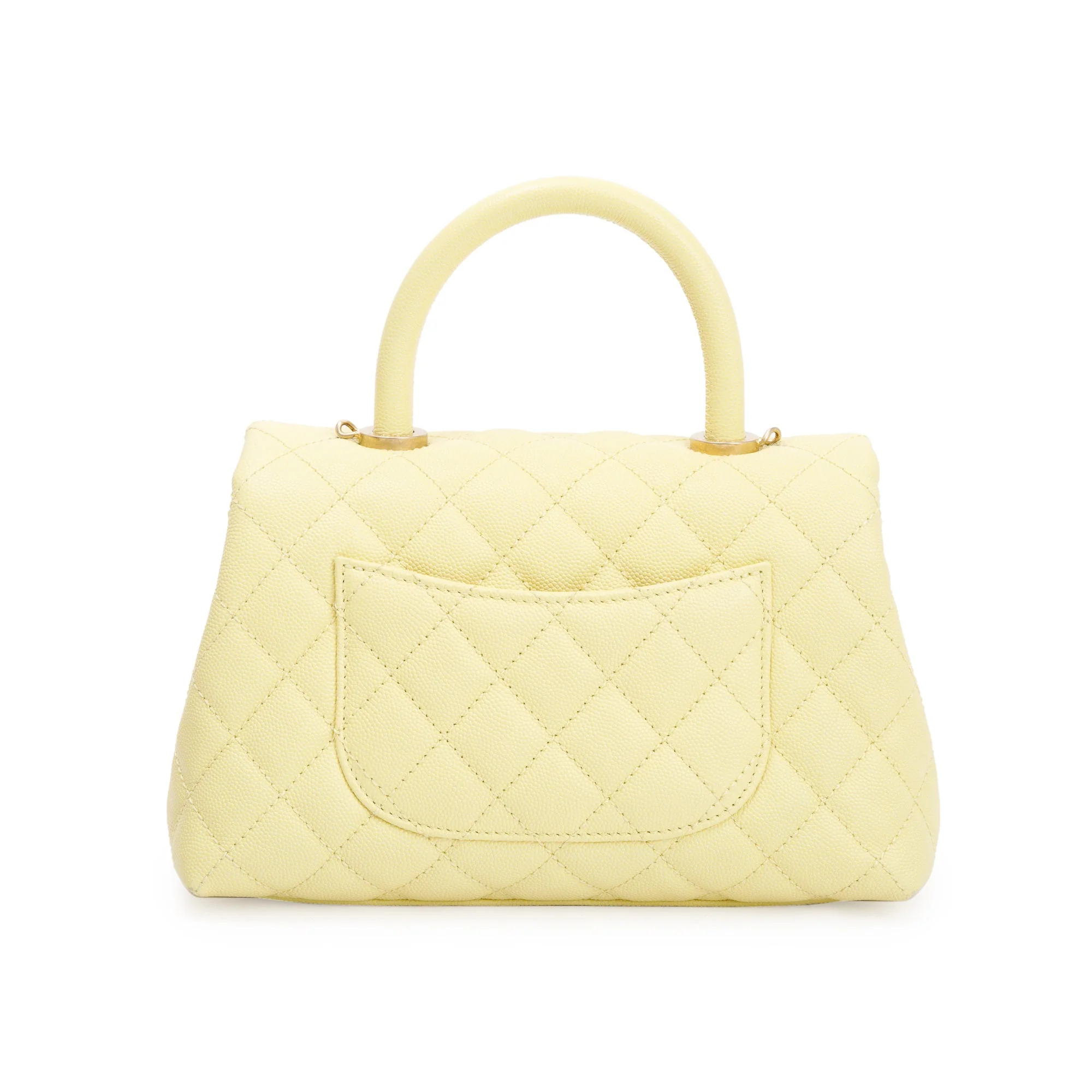 Chanel Yellow Quilted Caviar Leather Small Coco Handle Bag - Image 5
