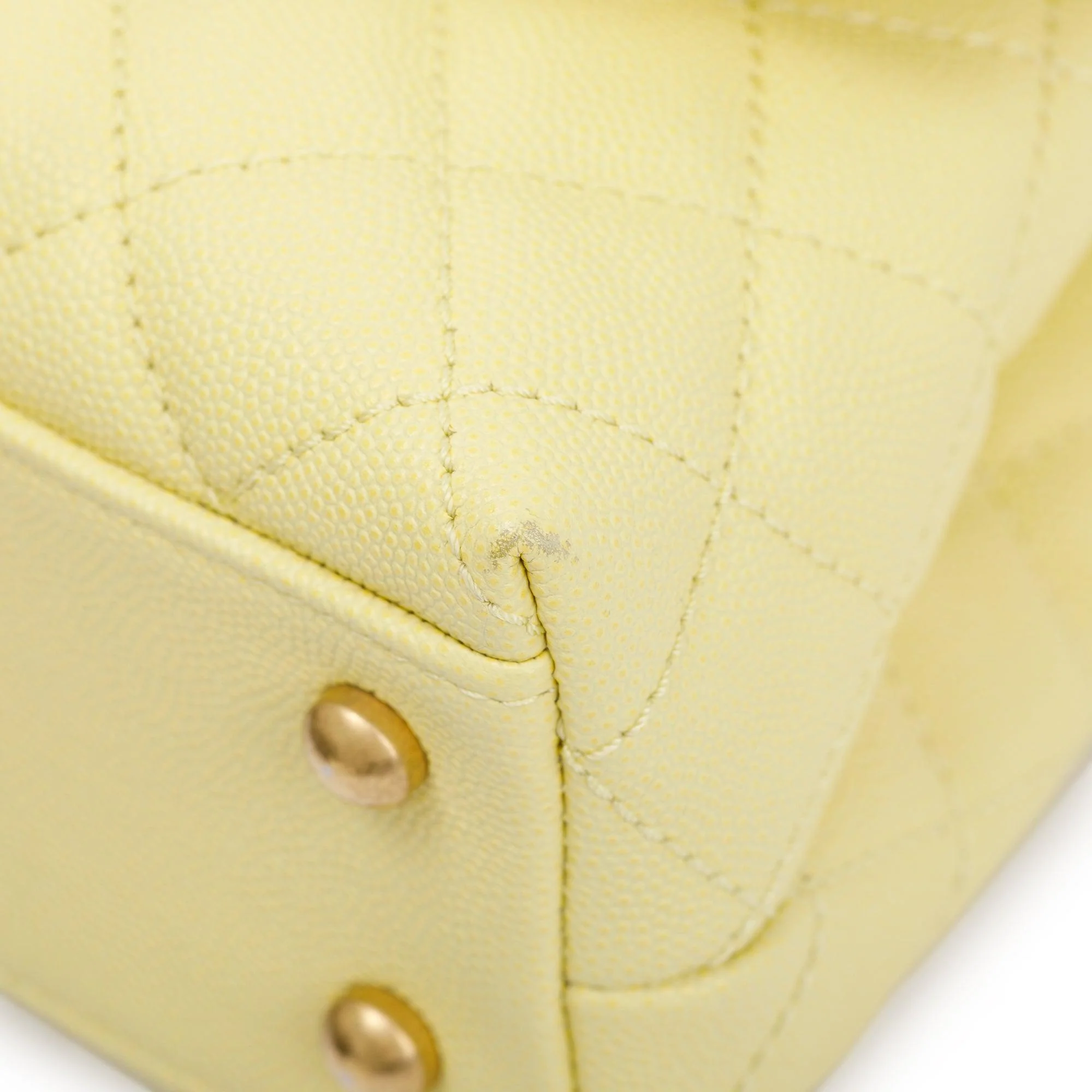 Chanel Yellow Quilted Caviar Leather Small Coco Handle Bag - Image 7