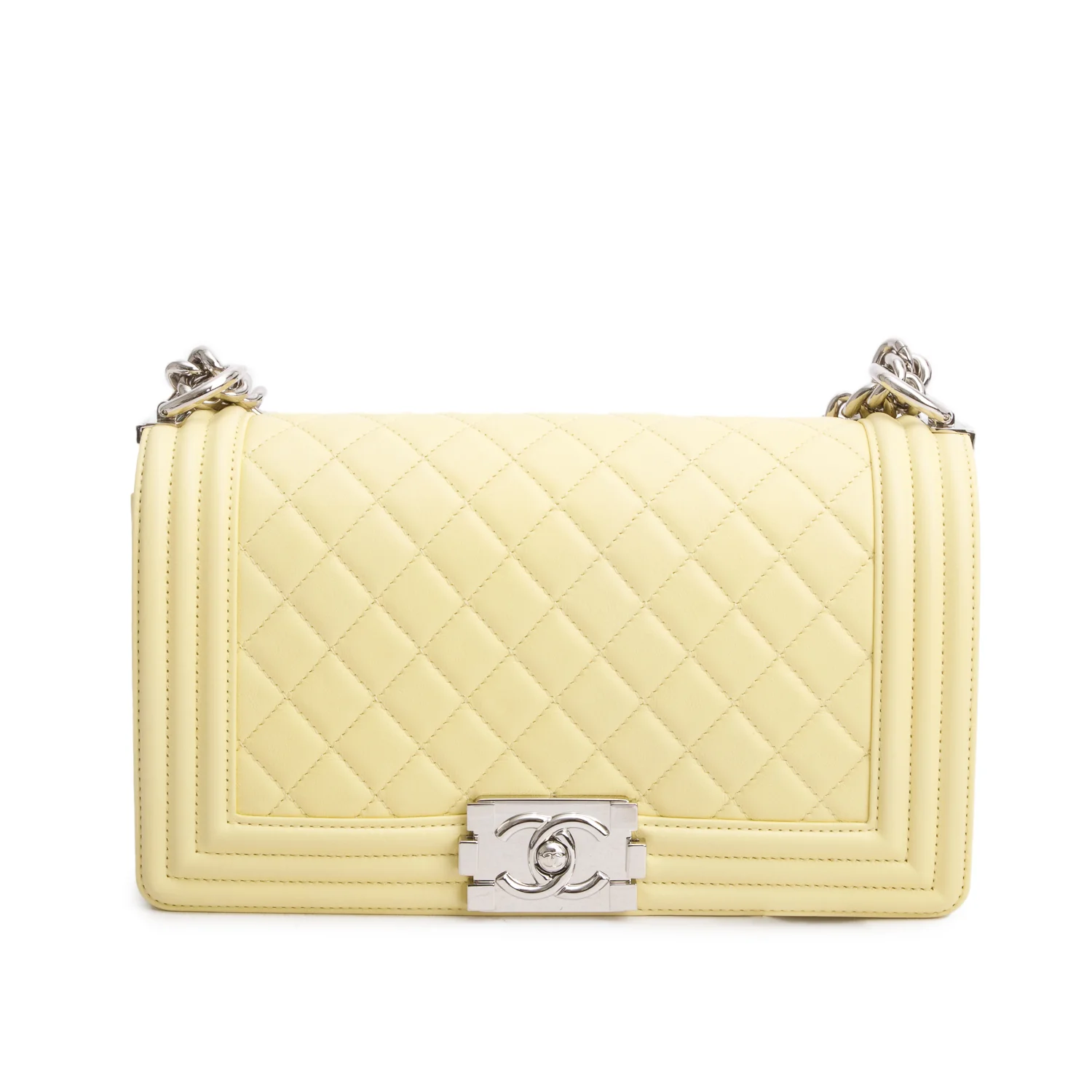 Chanel Yellow Quilted Lambskin Leather Medium Boy Bag w/ Authenticity Card - Image 3