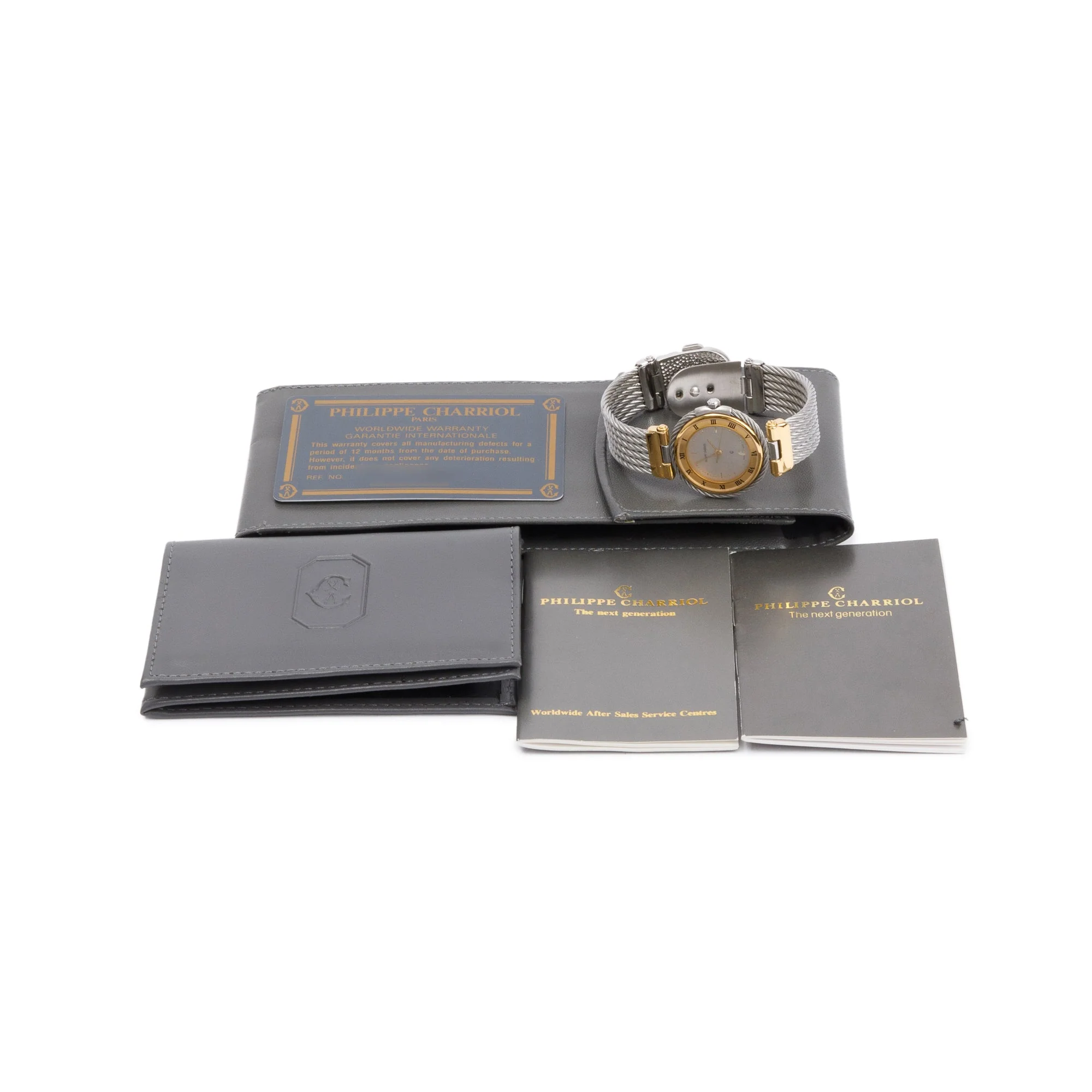 Charriol Stainless Steel & 18k Yellow Gold 30 MM Celtic Cable Watch w/ Case & Papers - Image 2