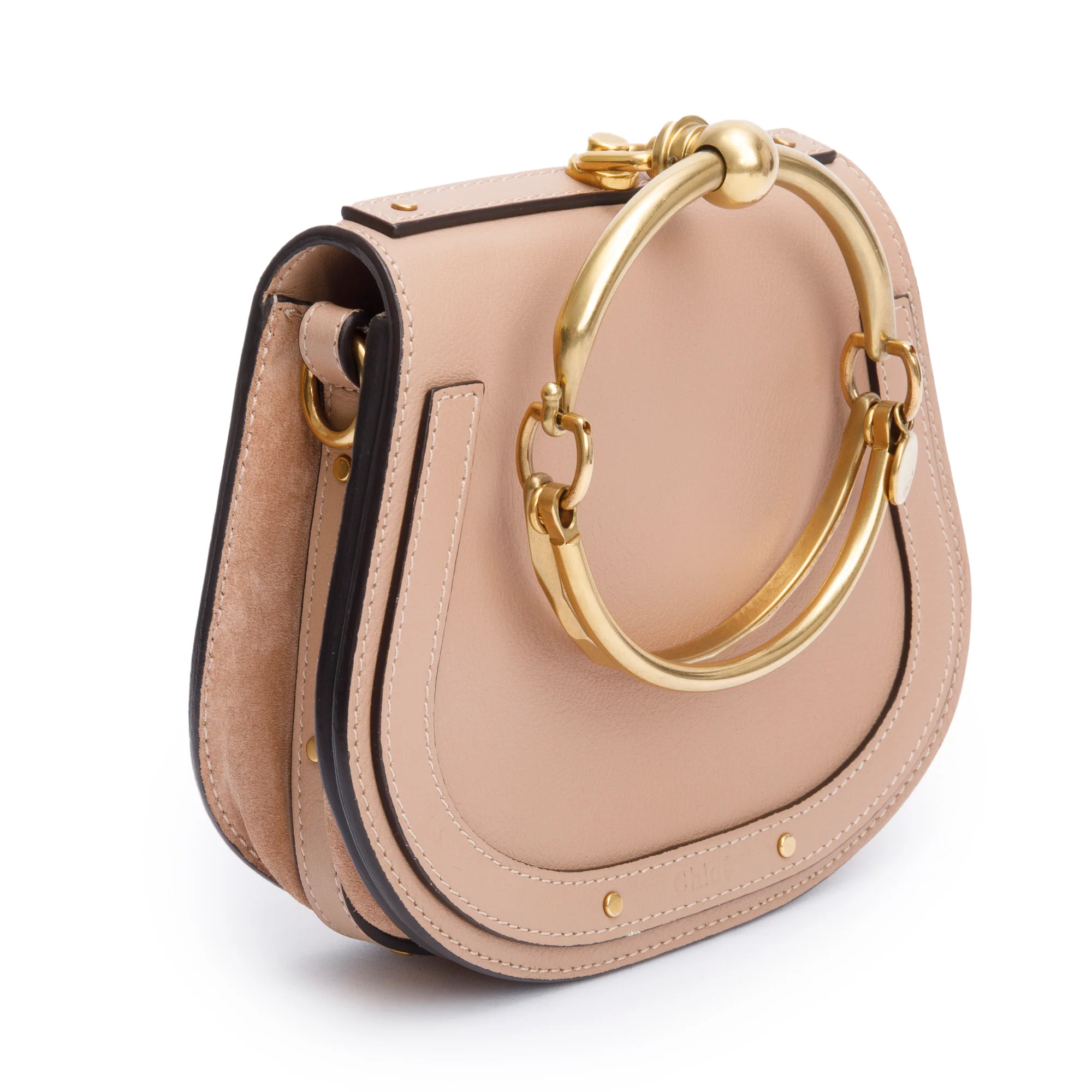Chloe Beige Calfskin Leather Small Nile Bracelet Crossbody Bag - Image 4