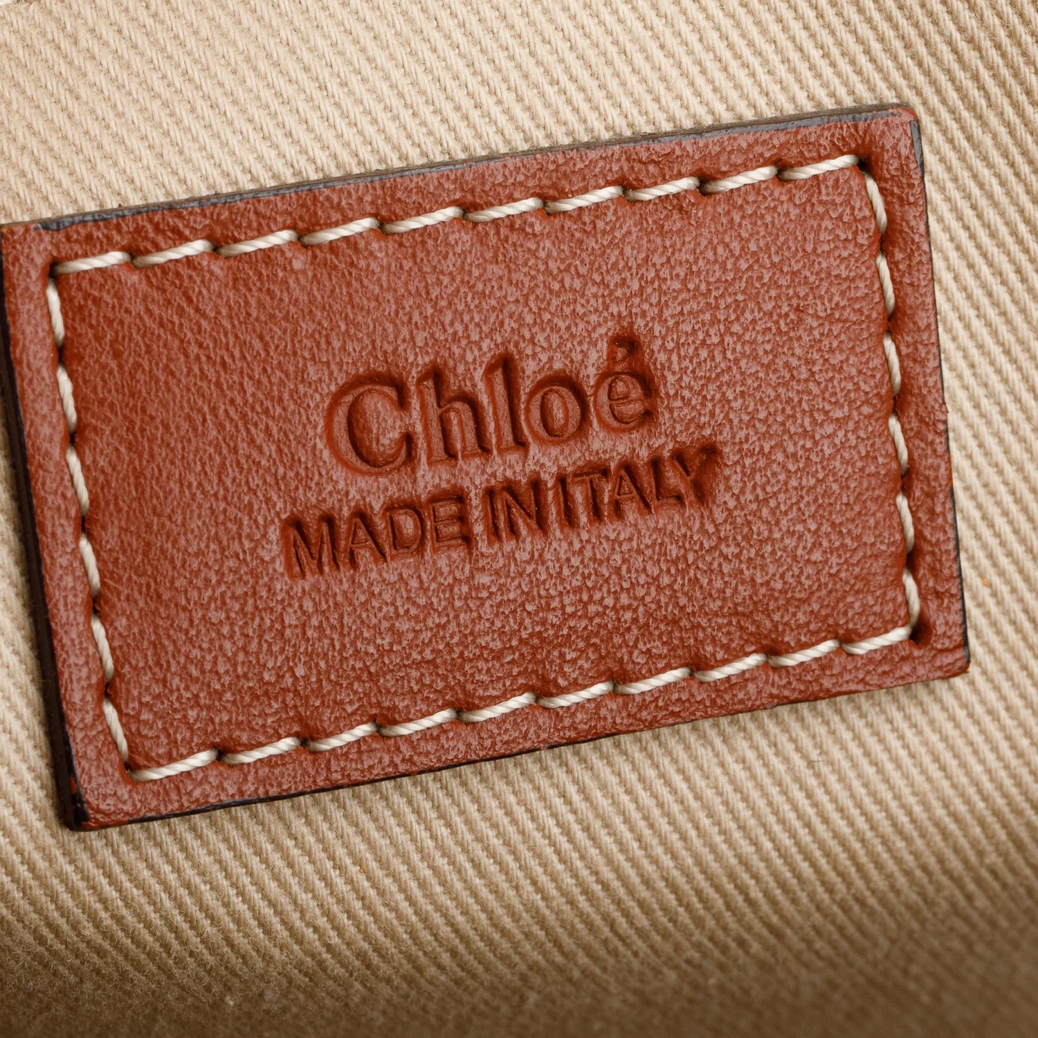 Chloe Beige Cotton Calfskin Large Woody Ribbon Tote w/ Authenticity Card - Image 7