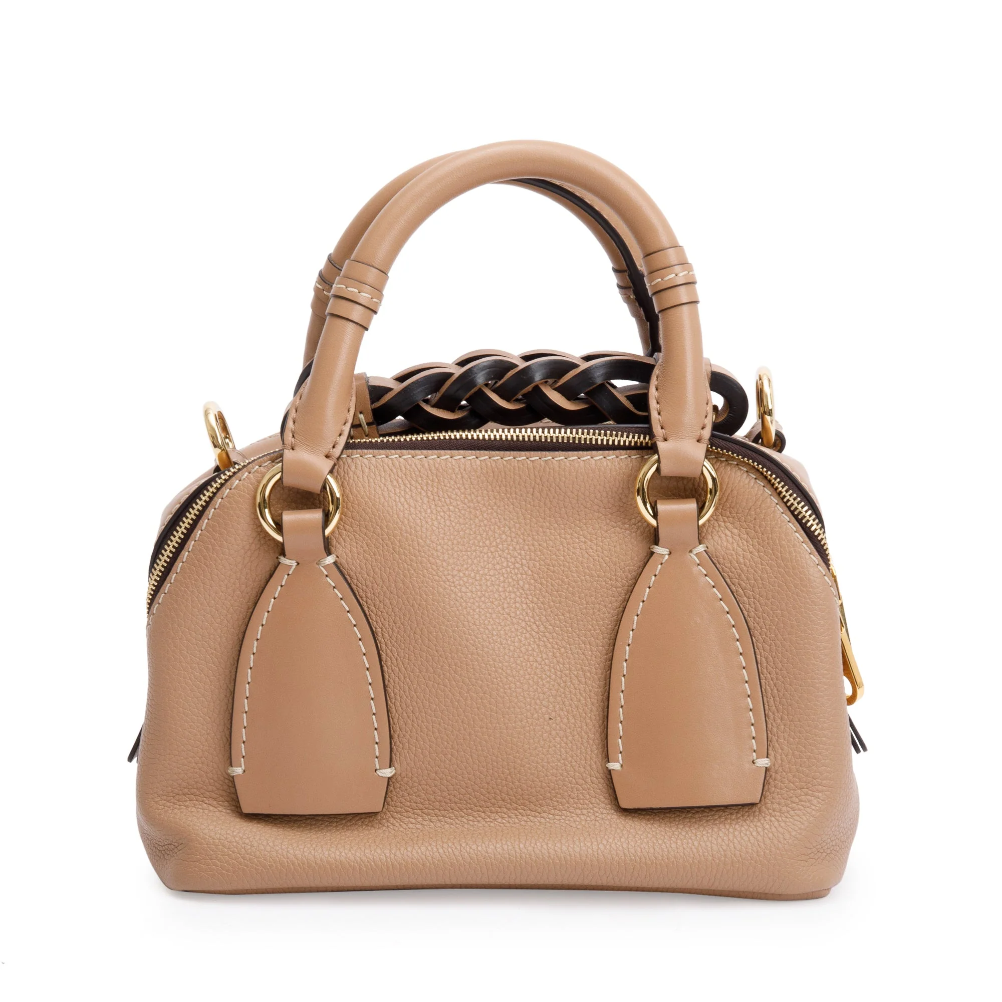 Chloe Beige Grained Calfskin Leather Small Daria Shoulder Bag - Image 5