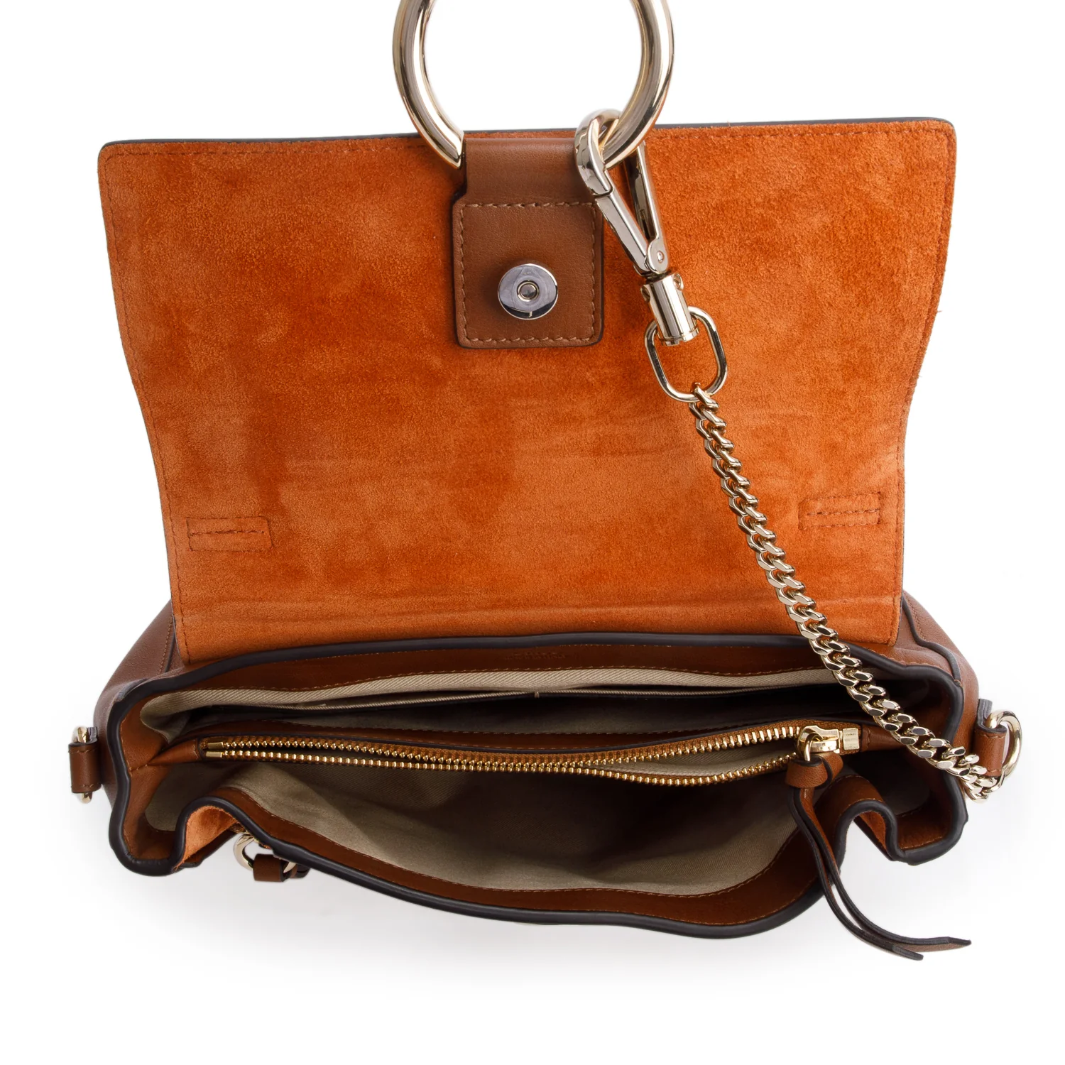 Chloe Brown Calfskin Small Faye Day Shoulder Bag w/ Box & Strap - Image 8