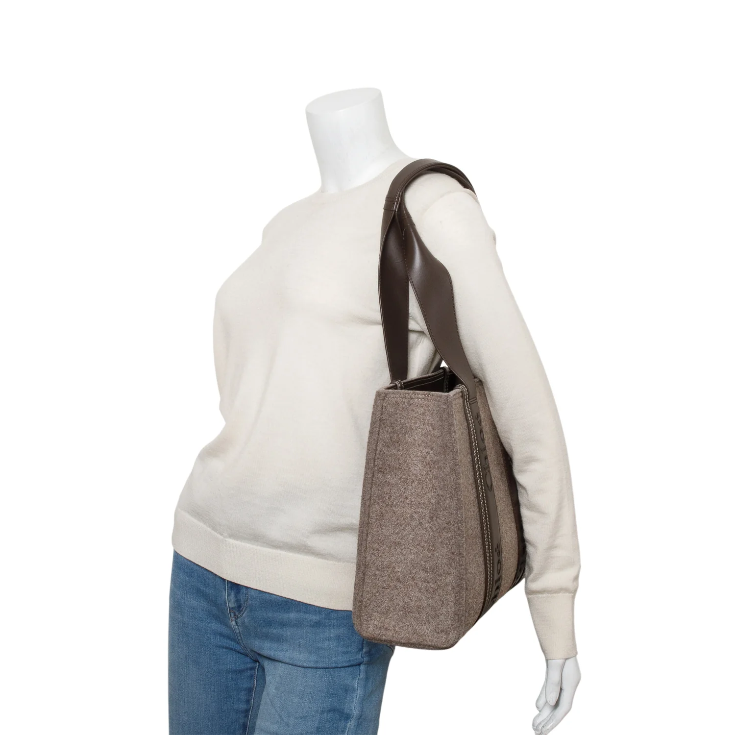 Chloe Brown Felt Medium Woody Ribbon Tote - Image 2