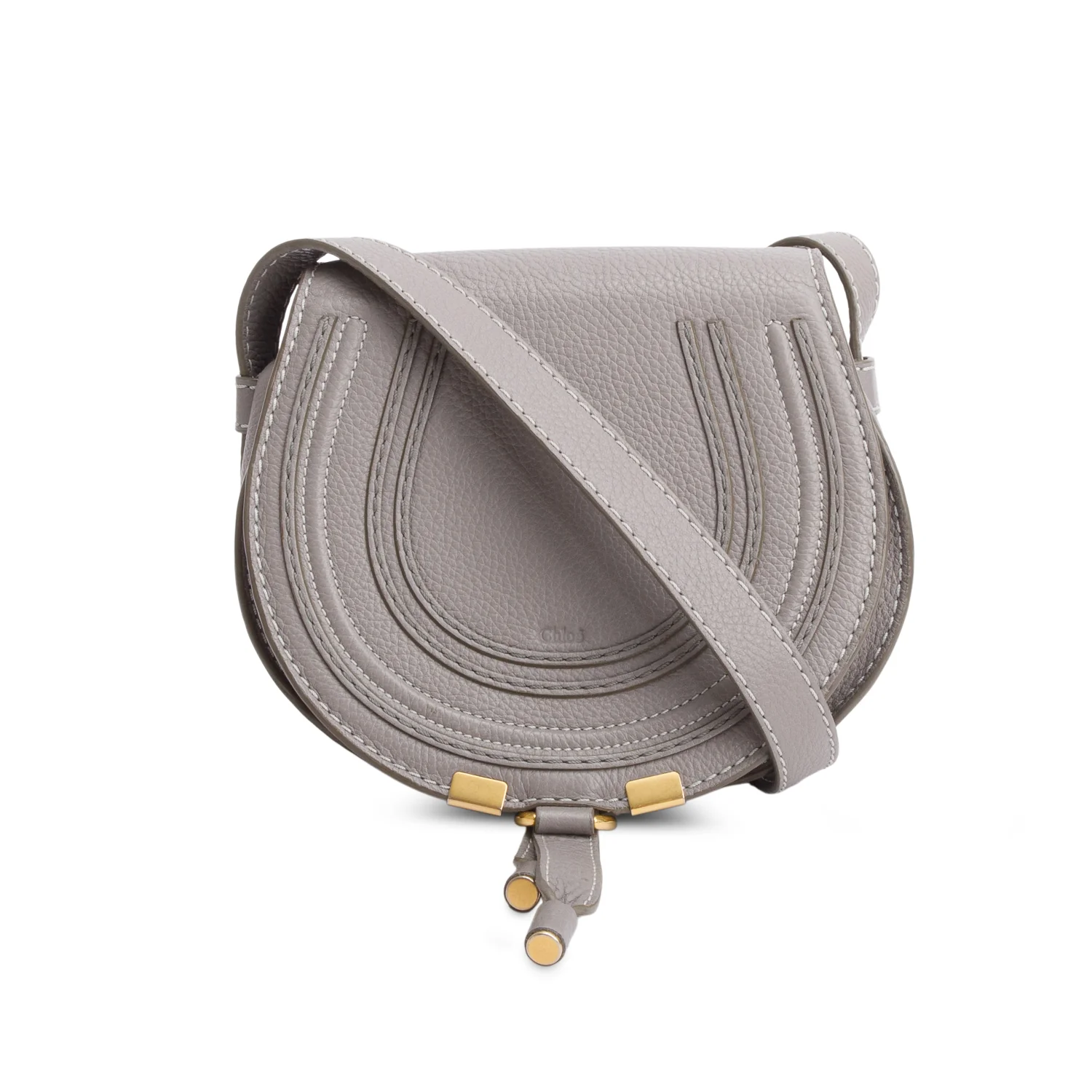 Chloe Grey Calfskin Mini Marcie Round Crossbody Bag