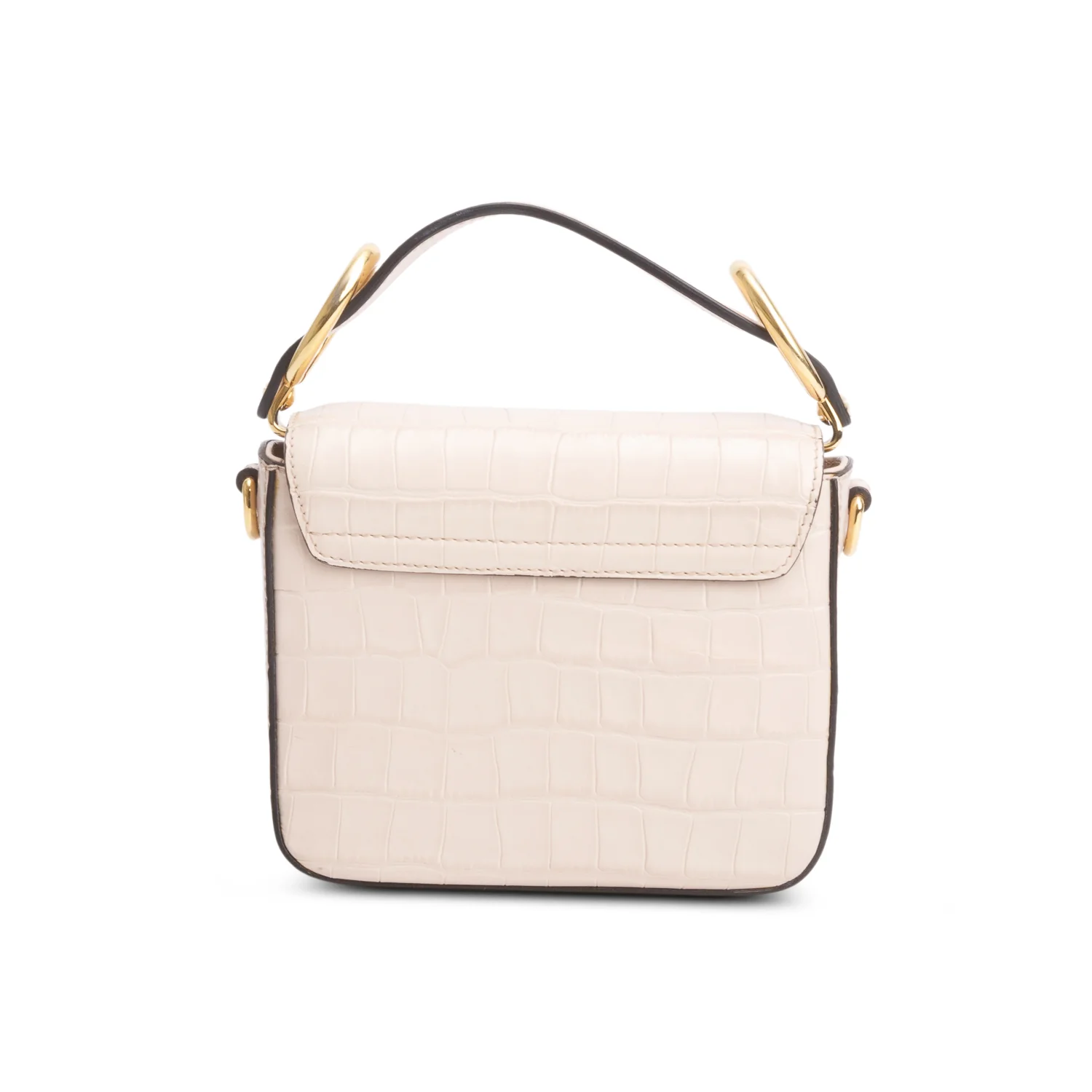 Chloe Pink Calfskin Crocodile Embossed Mini C Double Carry w/ Authenticity Card & Receipt - Image 3