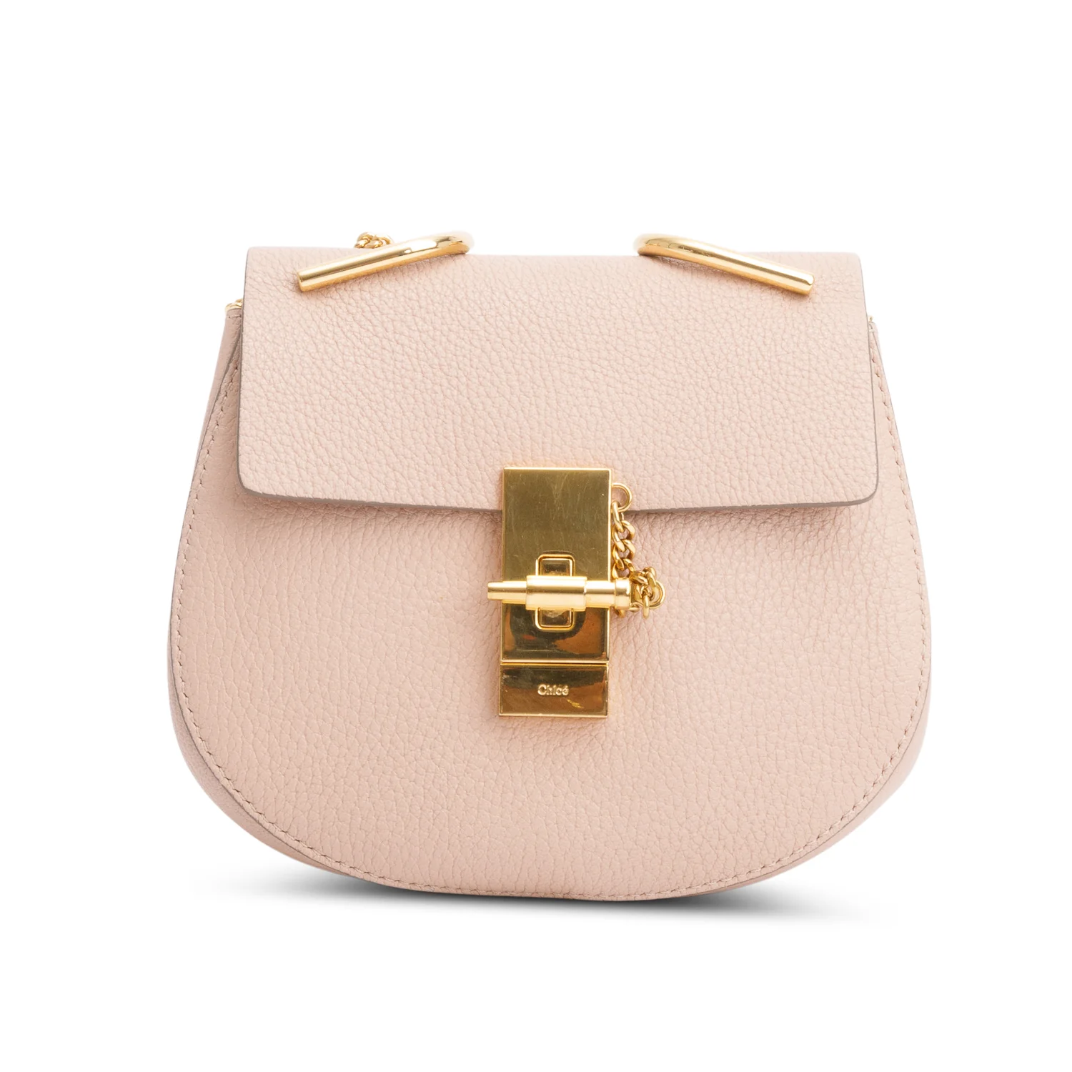 Chloe Pink Grained Calfskin Leather Mini Drew Crossbody Bag - Image 3