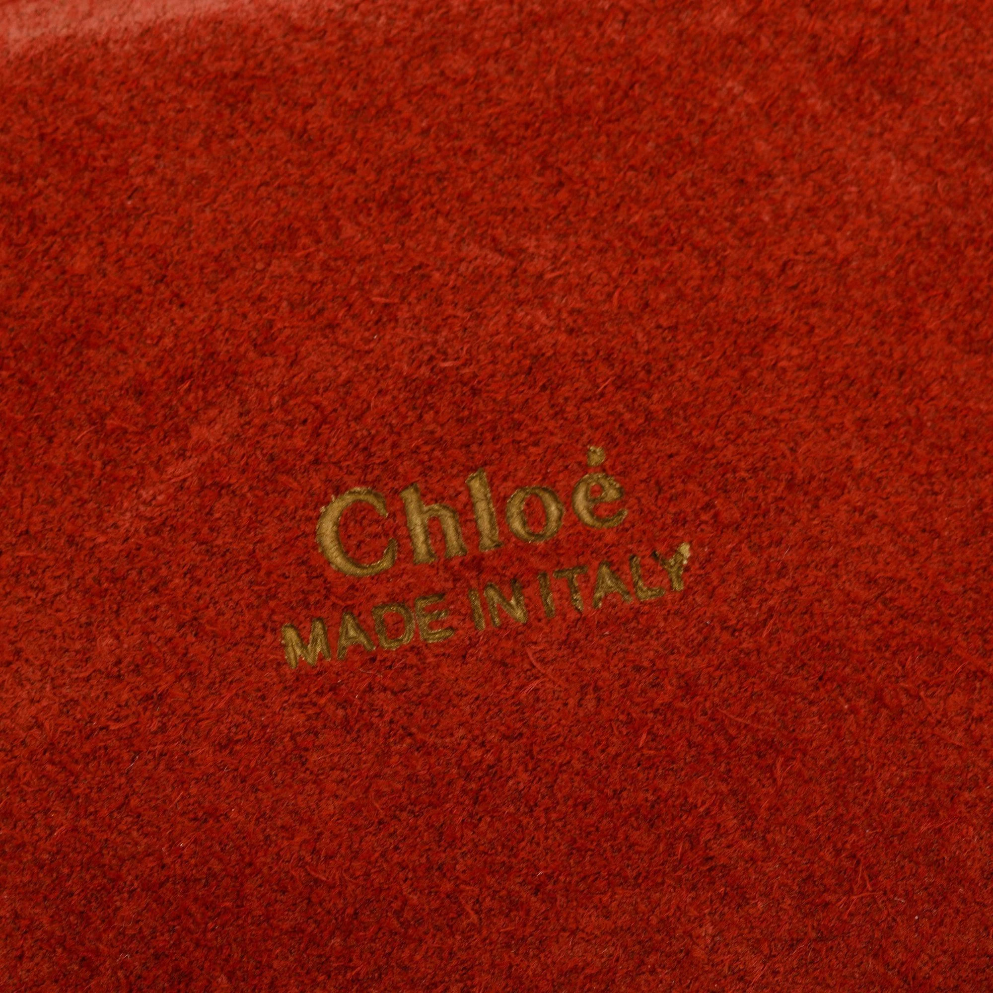 Chloe Sepia Brown Embossed Calfskin Leather Small Aby Lock Bag - Image 8