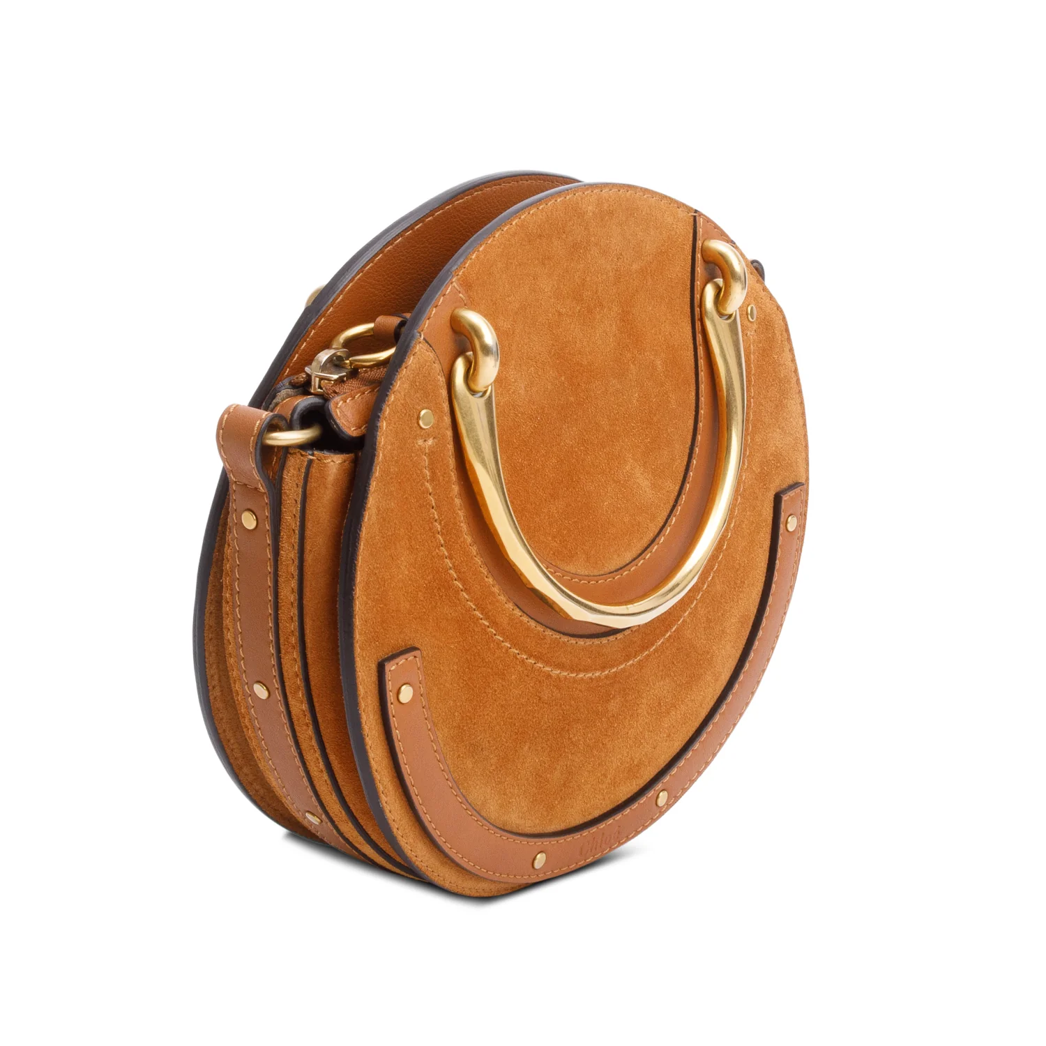 Chloe Tan Suede Small Pixie Crossbody Bag w/ Strap - Image 4