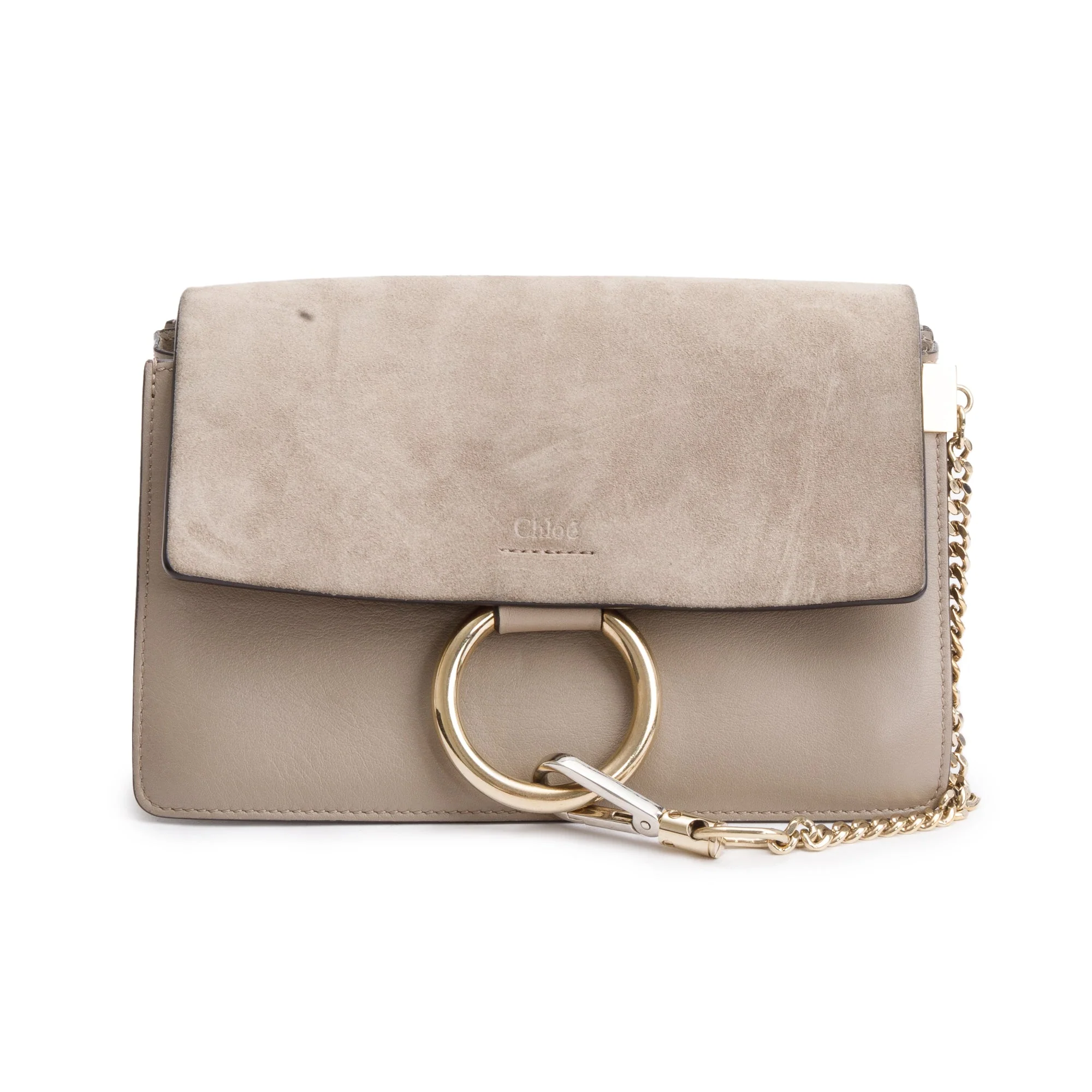 Chloe Taupe Suede & Calfskin Leather Small Faye Shoulder Bag - Image 3