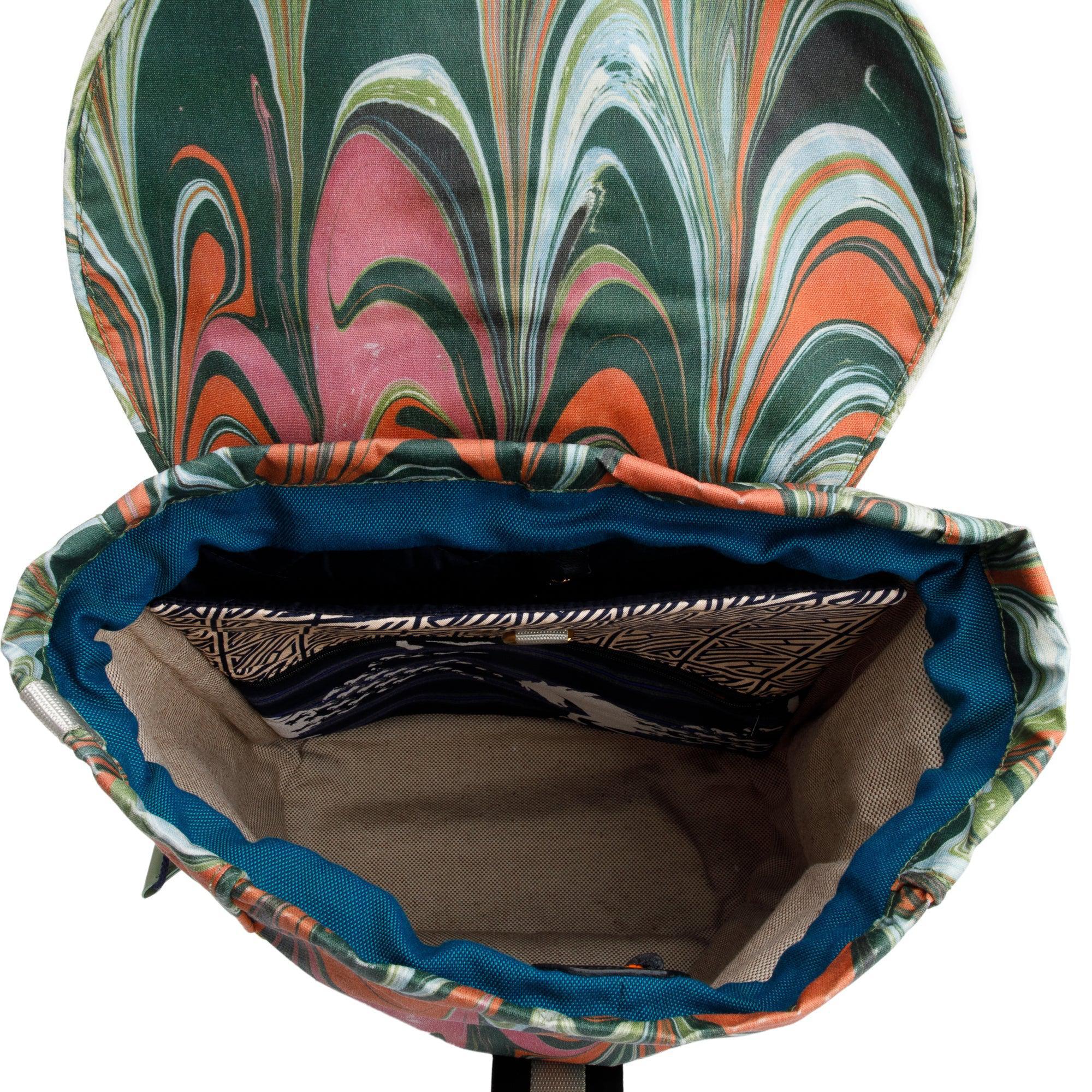 Chloe x Sheltersuit Multicolor Print Canvas Leather Trimmed Deep Ocean Backpack - Image 6