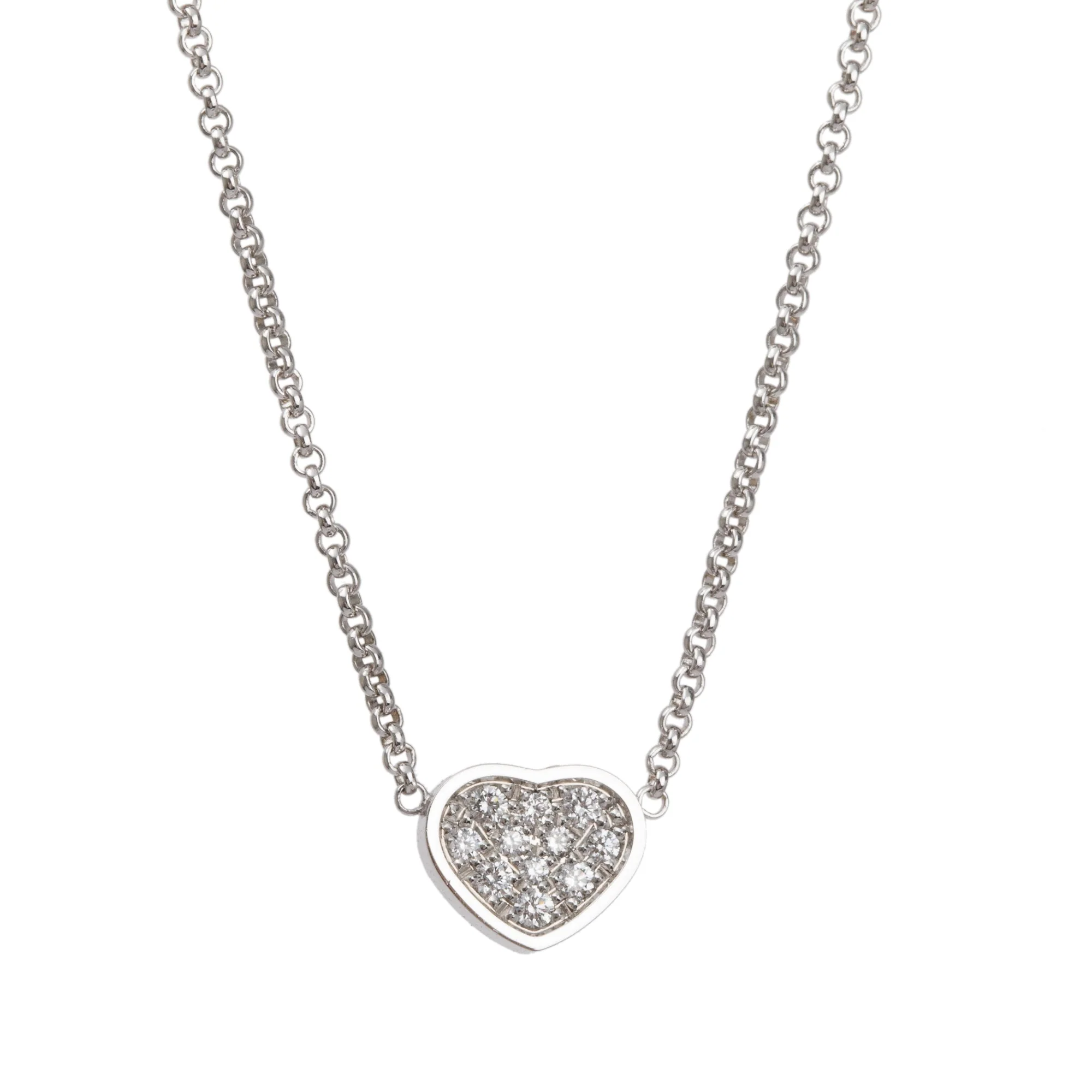 Chopard 18k White Gold Diamond My Happy Hearts Pendant Necklace - Image 8