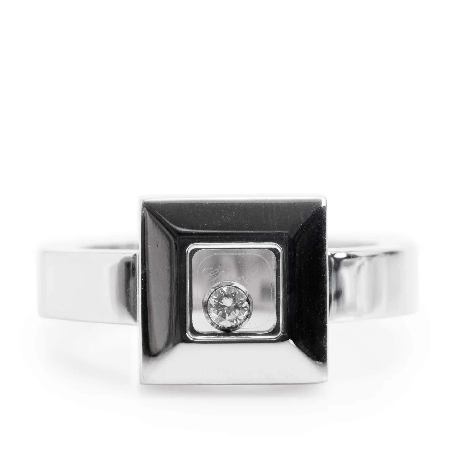 Chopard 18k White Gold Happy Diamond Ring, Size 5.75