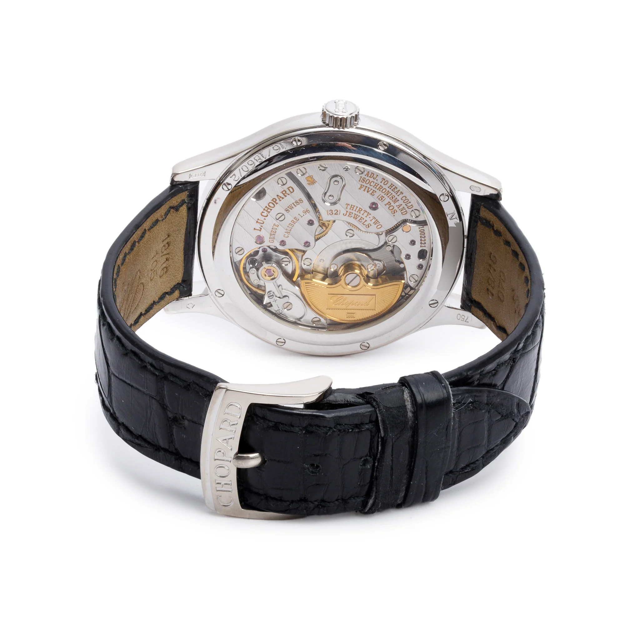 Chopard 18k White Gold L.U.C Classic 1860 36.5 MM Automatic Watch Silver Guilloche Dial - Image 3