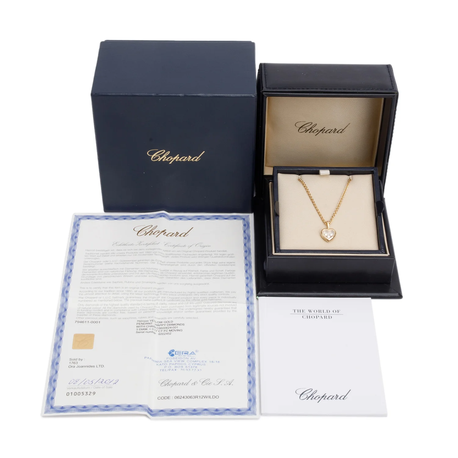 Chopard 18k Yellow Gold Happy Diamonds Heart Pendant Necklace w/ Box & Papers - Image 3