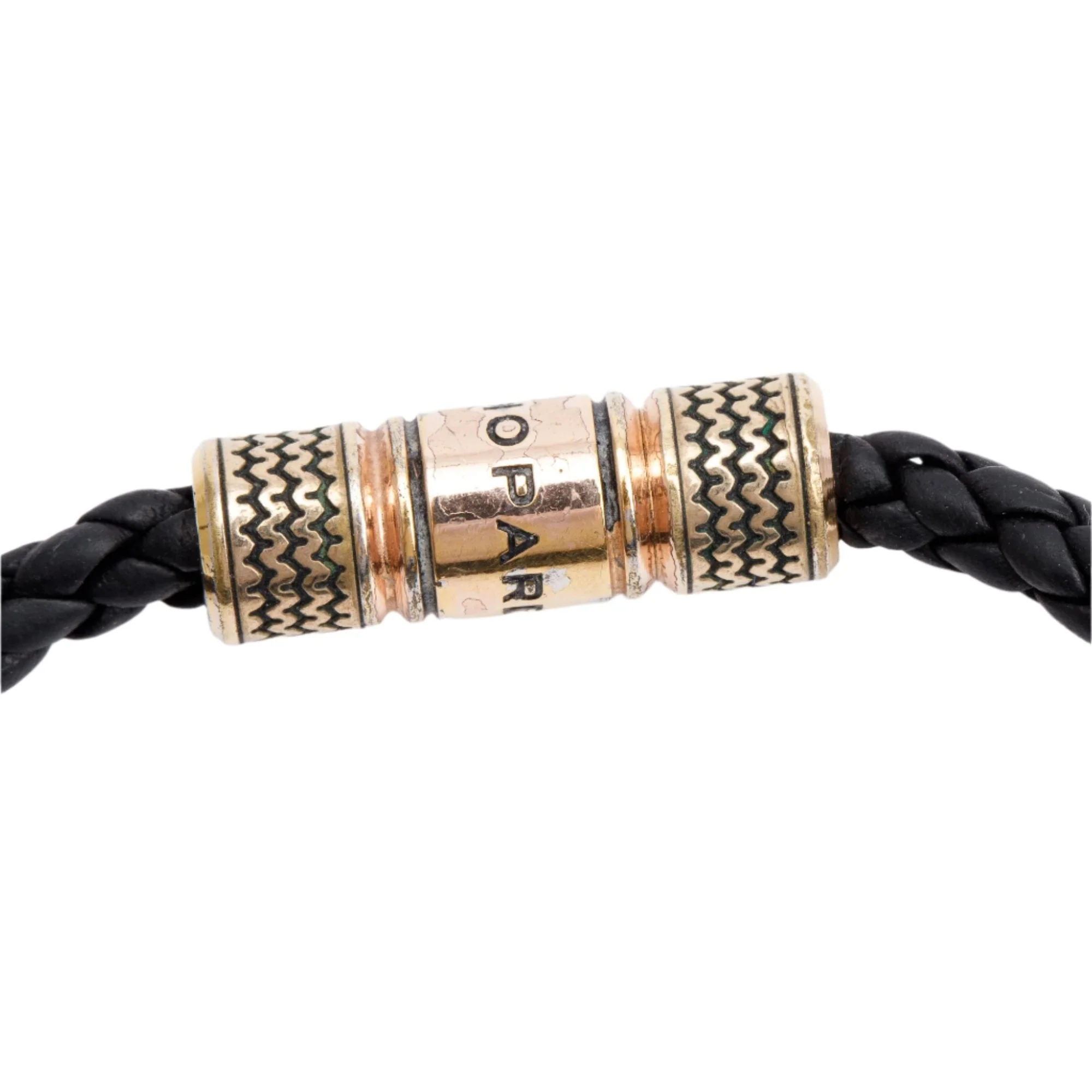 Chopard Rose Gold Tone Metal Black Woven Leather Bracelet - Image 2