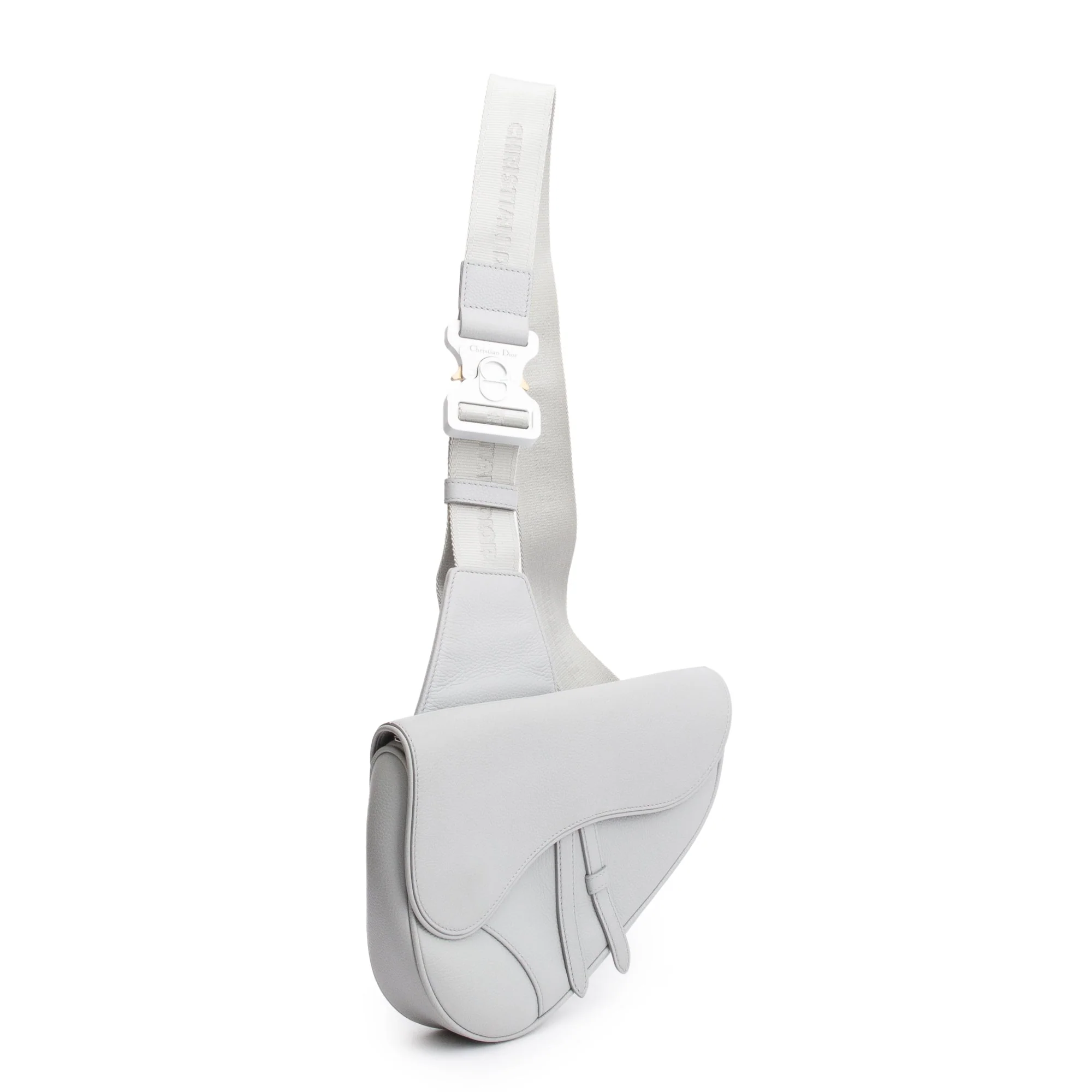 Christian 2021 Grey Calfskin Leather Saddle Bag - Image 4