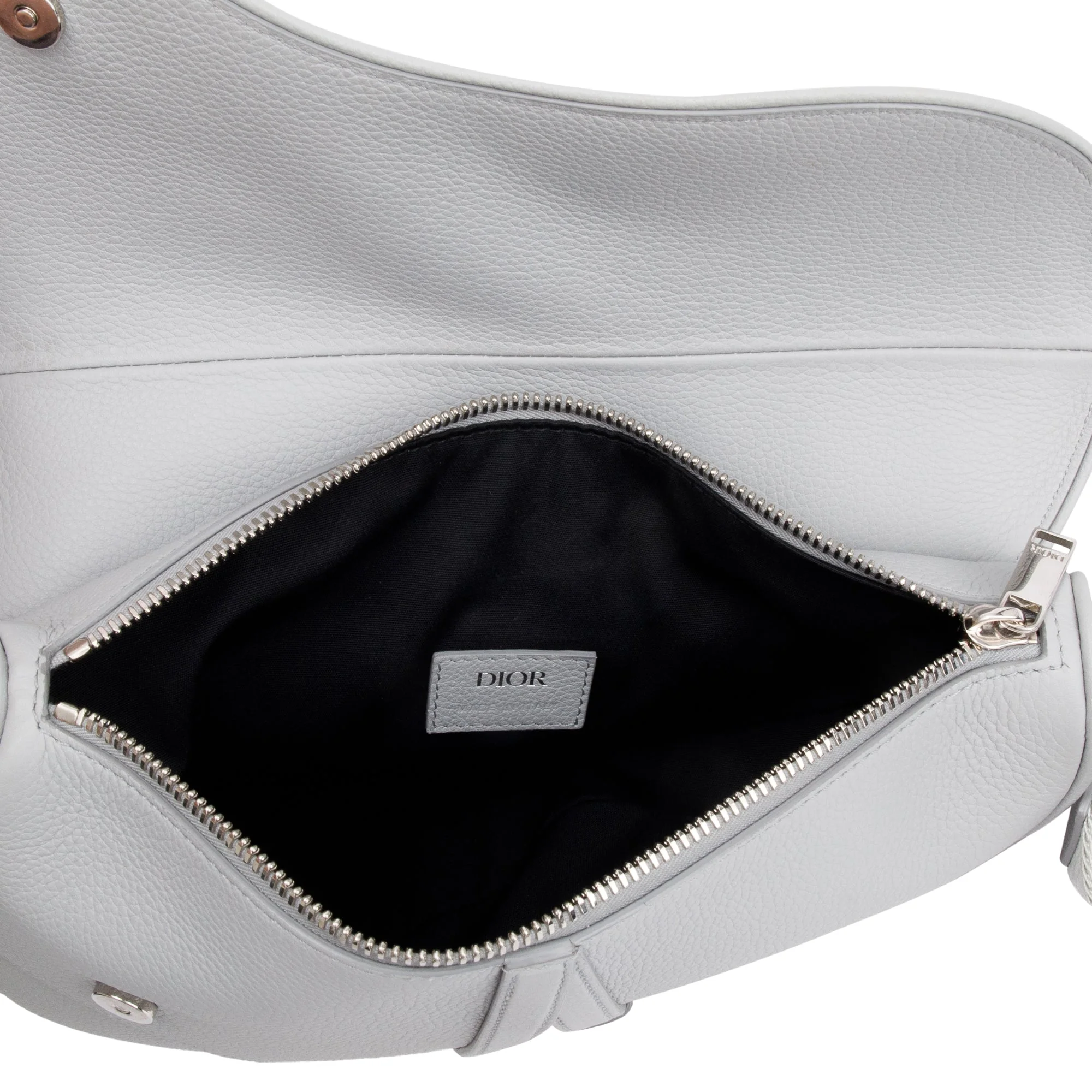Christian 2021 Grey Calfskin Leather Saddle Bag - Image 6