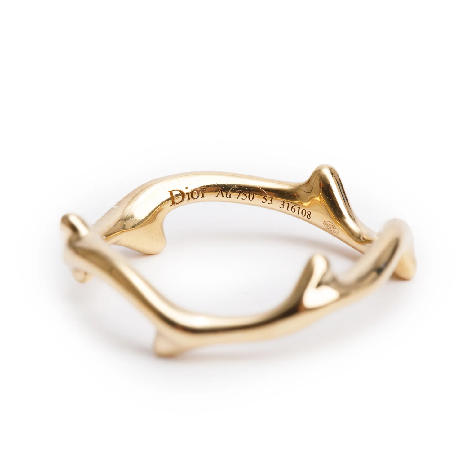 Christian Dior 18k Yellow Gold Bois De Rose Ring, Size 53 6.25 - Image 2