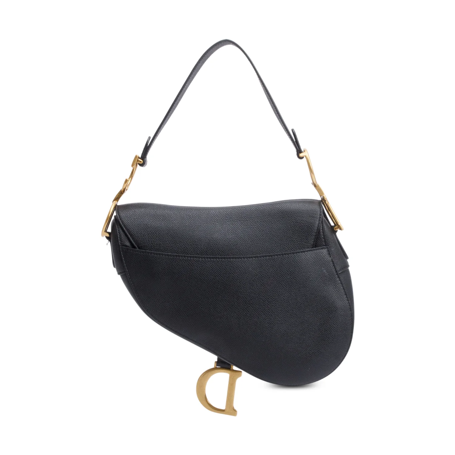 Christian Dior 2020 Black Grained Calfskin Leather Saddle Bag w/ Authenticity Card - Image 4