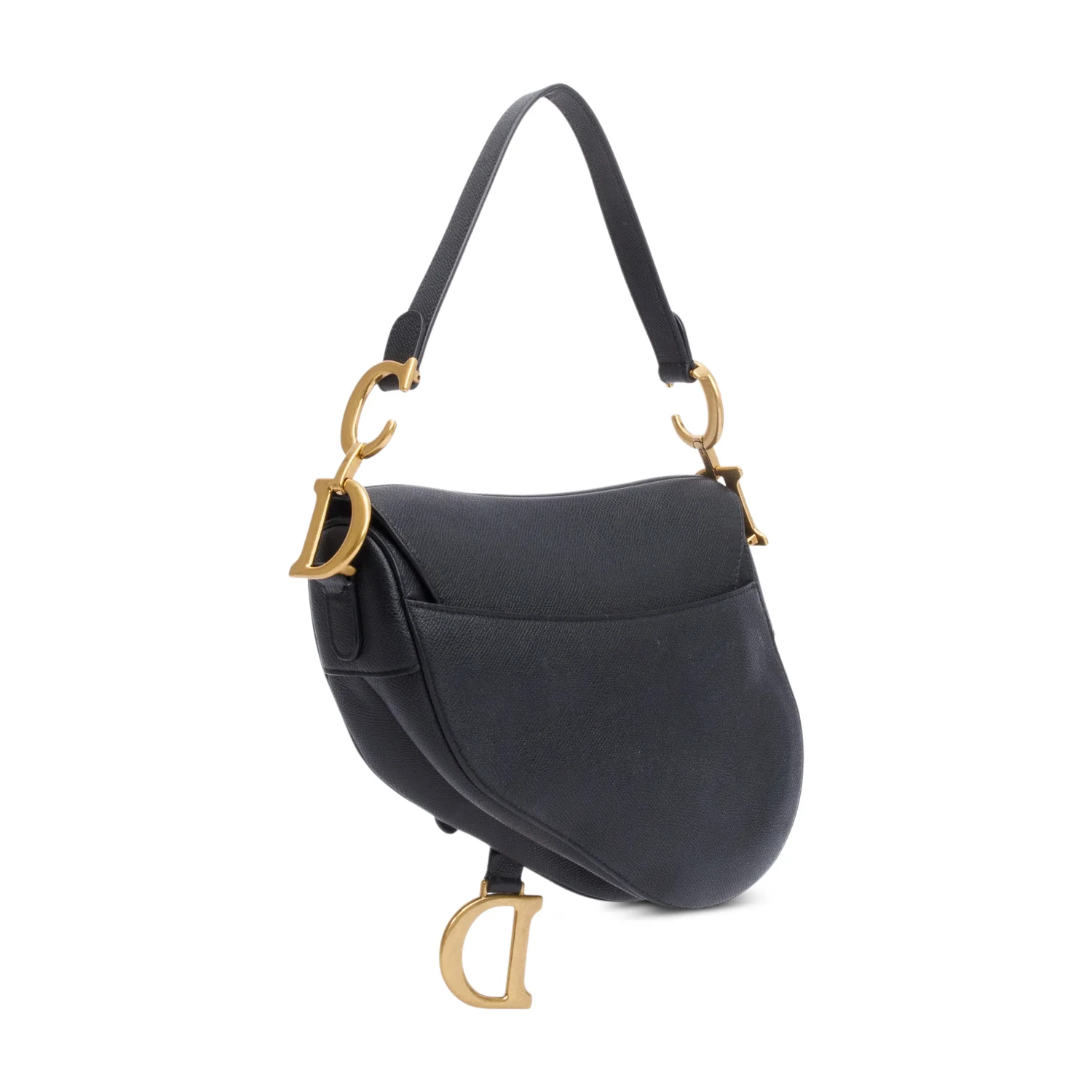 Christian Dior 2020 Black Grained Calfskin Leather Saddle Bag w/ Authenticity Card - Image 5