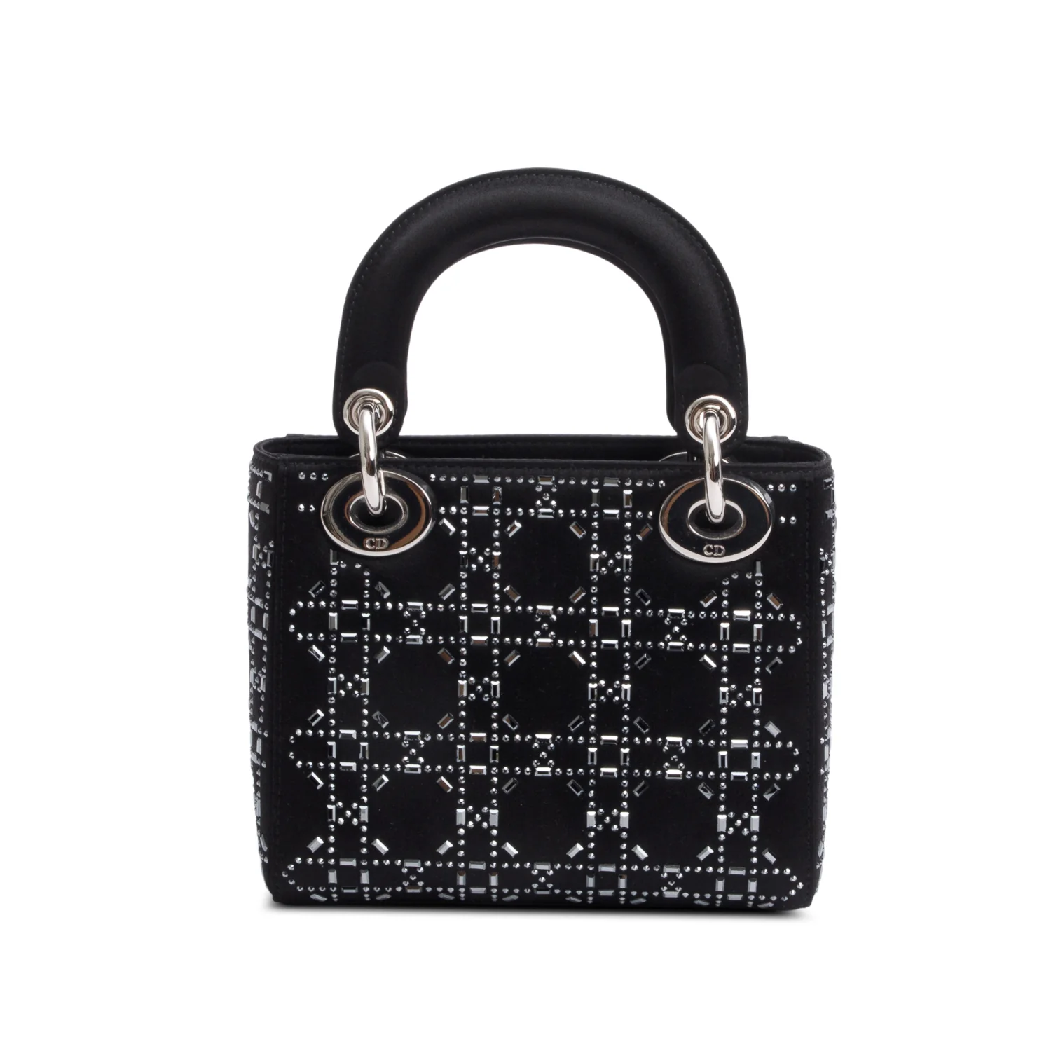 Christian Dior 2020 Black Strass Cannage Satin Mini Lady Dior Bag w/ Strap & Authenticity Card - Image 5