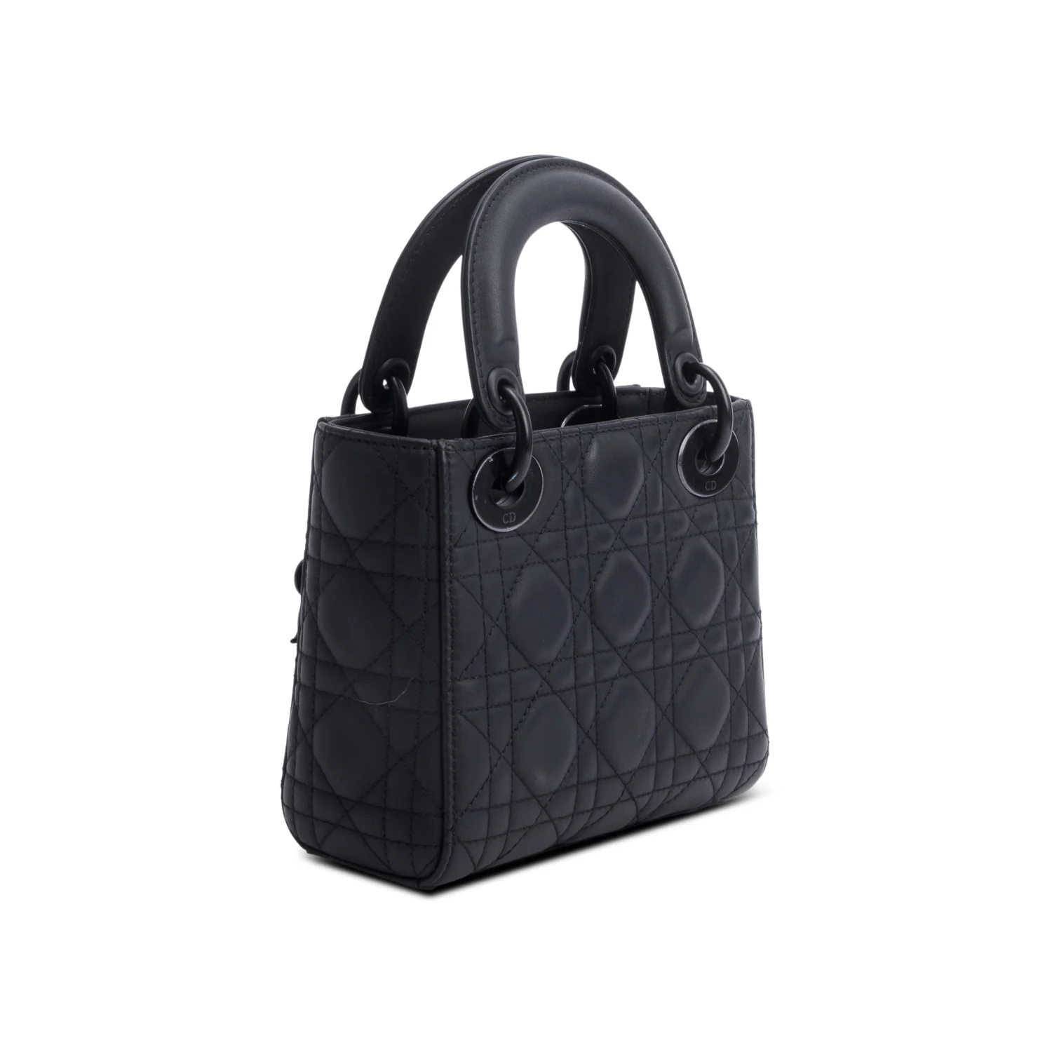 Christian Dior 2020 Black Ultramatte Cannage Leather Mini Lady Dior Bag w/ Strap, Box & Authenticity Card - Image 6