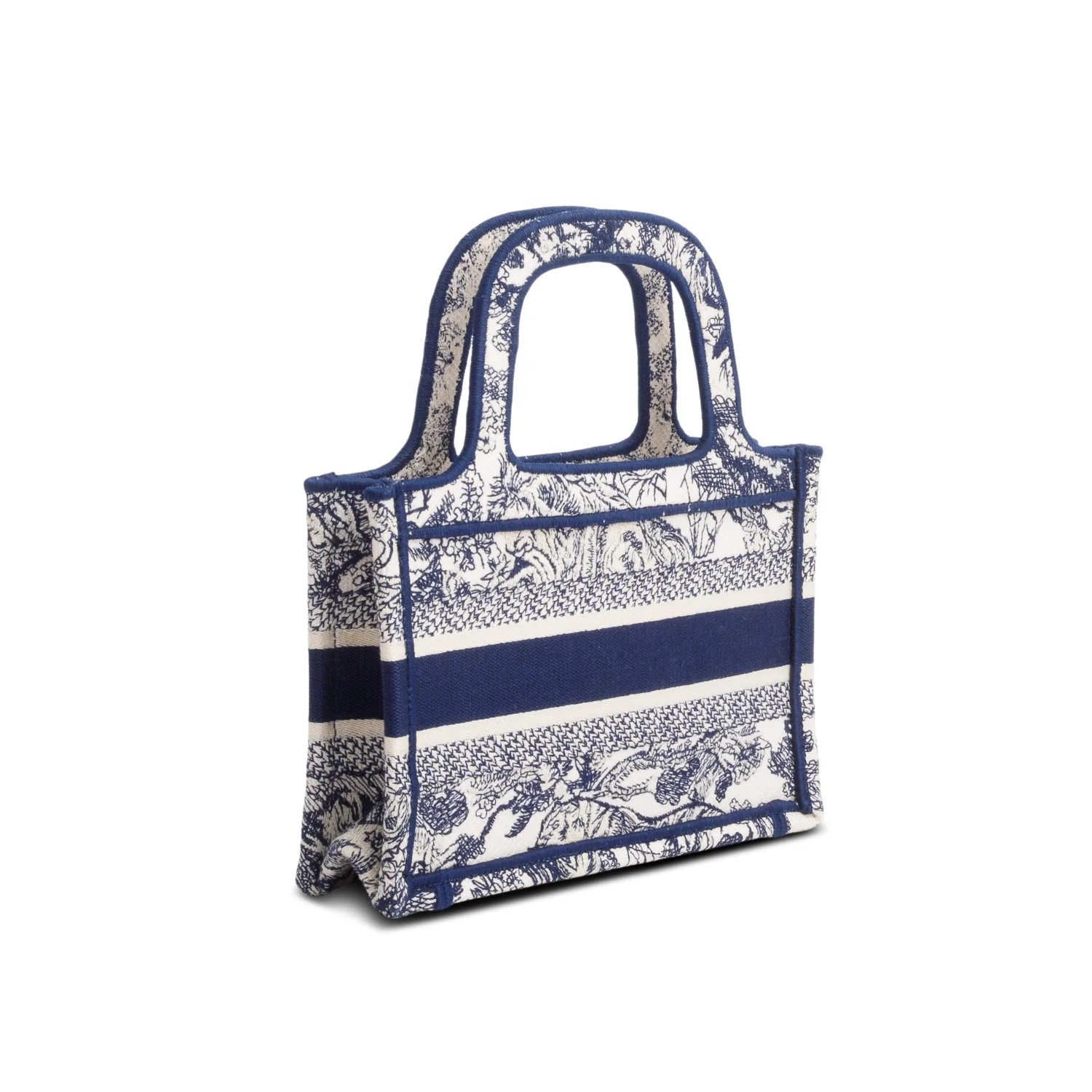Christian Dior 2020 Blue Canvas Embroidered Mini Dioriviera Toile De Jouy Book Tote - Image 4