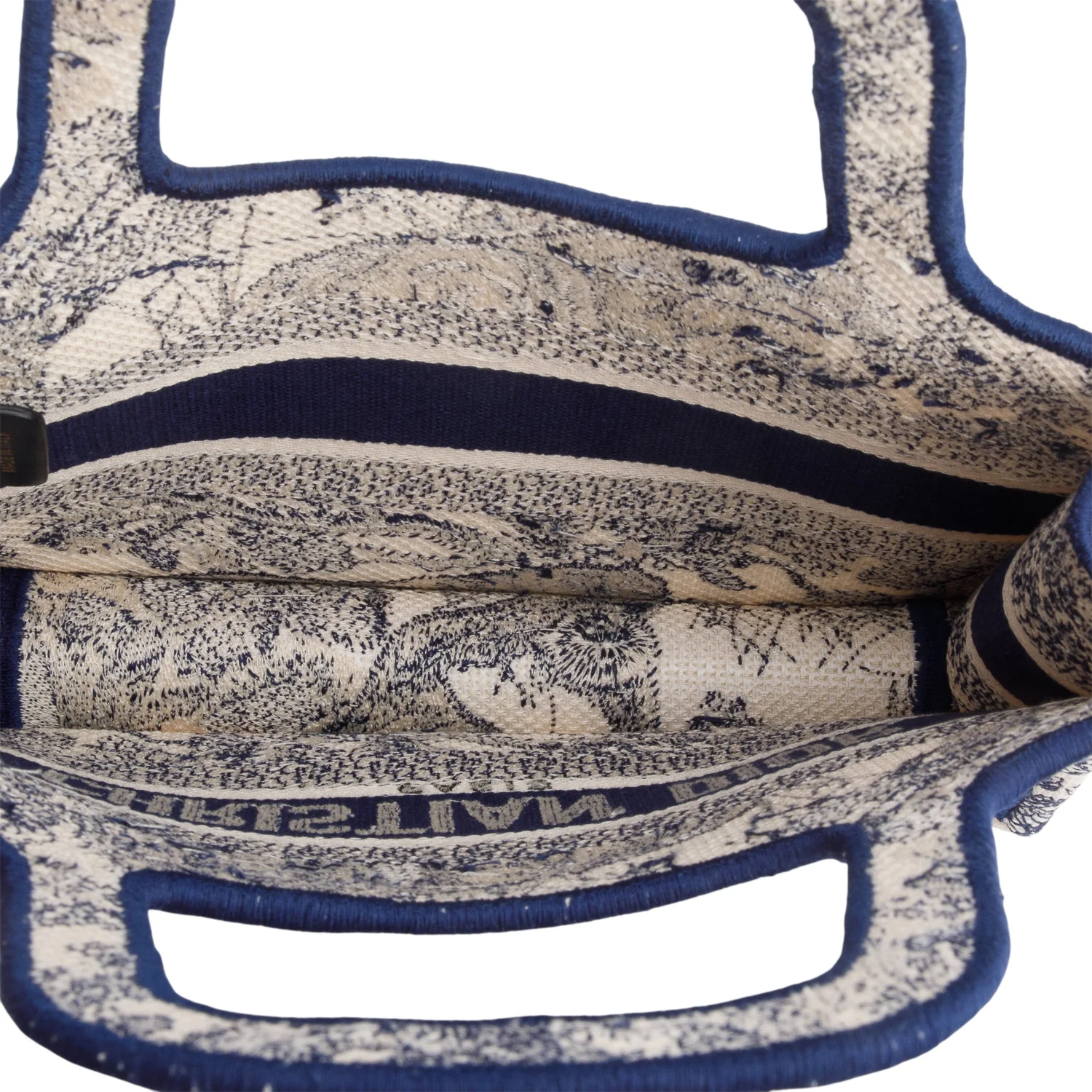 Christian Dior 2020 Blue Canvas Embroidered Mini Dioriviera Toile De Jouy Book Tote - Image 6