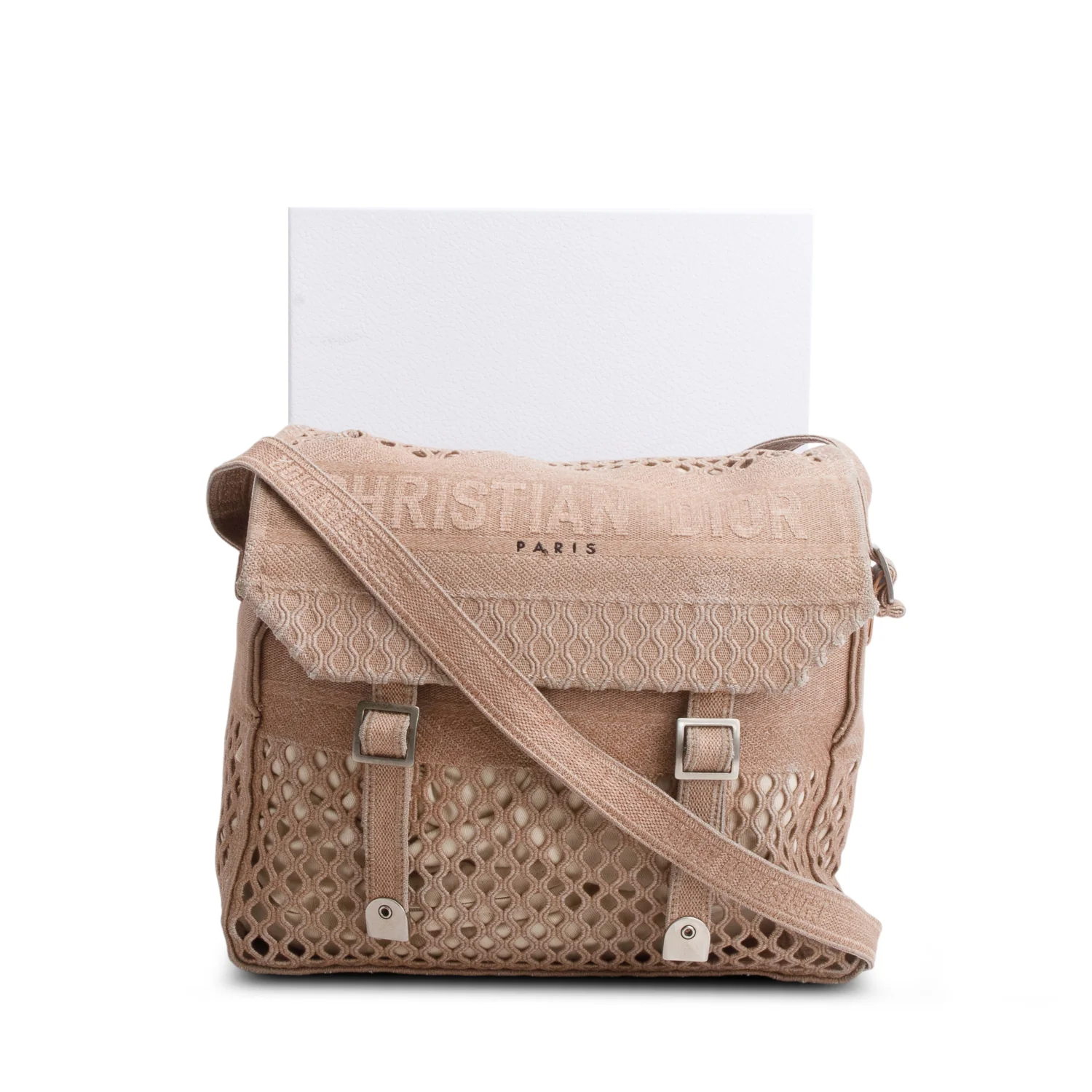 Christian Dior 2020 Brown Canvas Embroidered Mesh Diorcamp Messenger w/ Box - Image 3