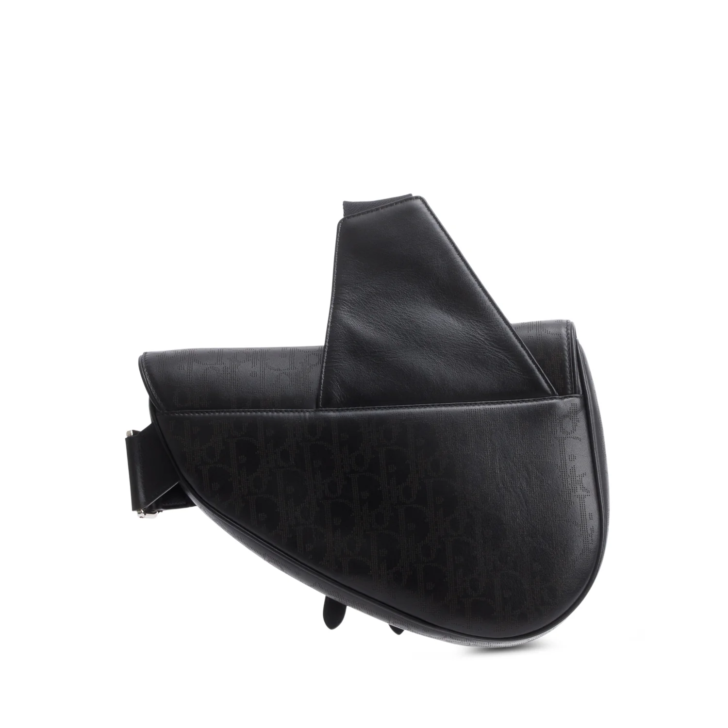 Christian Dior 2021 Black Oblique Galaxy Perforated Leather Saddle Bag w/ Box - Image 5