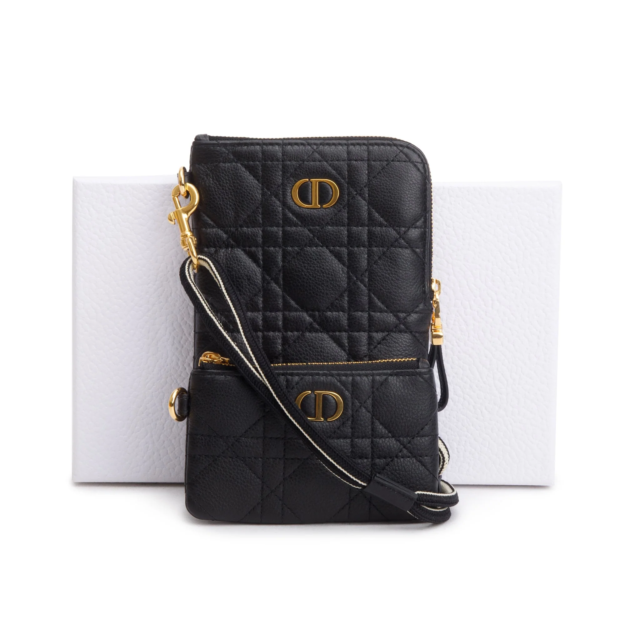 Christian Dior 2021 Black Quilted Leather Caro Multifunctional Pouch w/ Box - Image 2