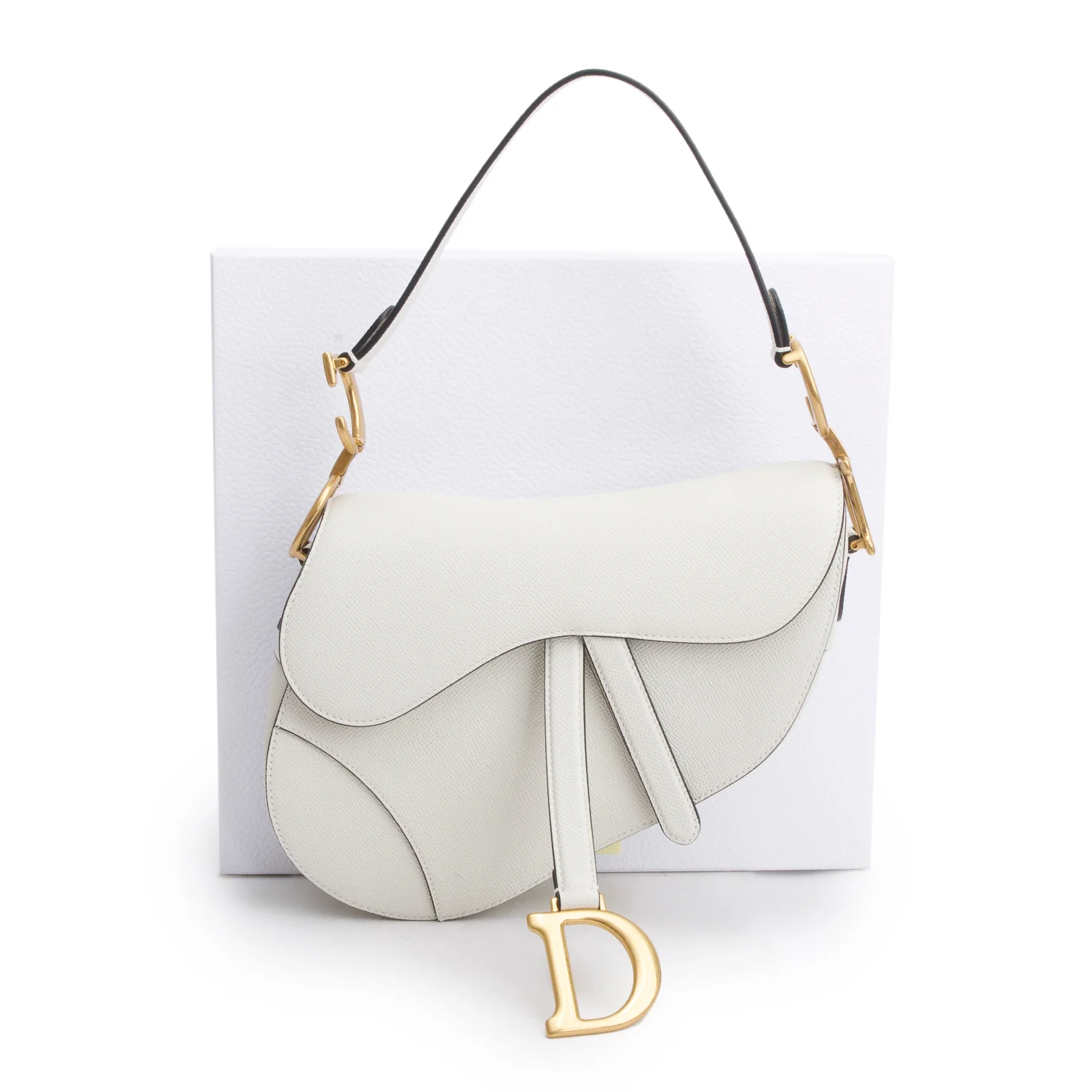 Christian Dior 2021 Cream Grained Calfskin Saddle Bag w/ Box & Authenticity Card - Image 2