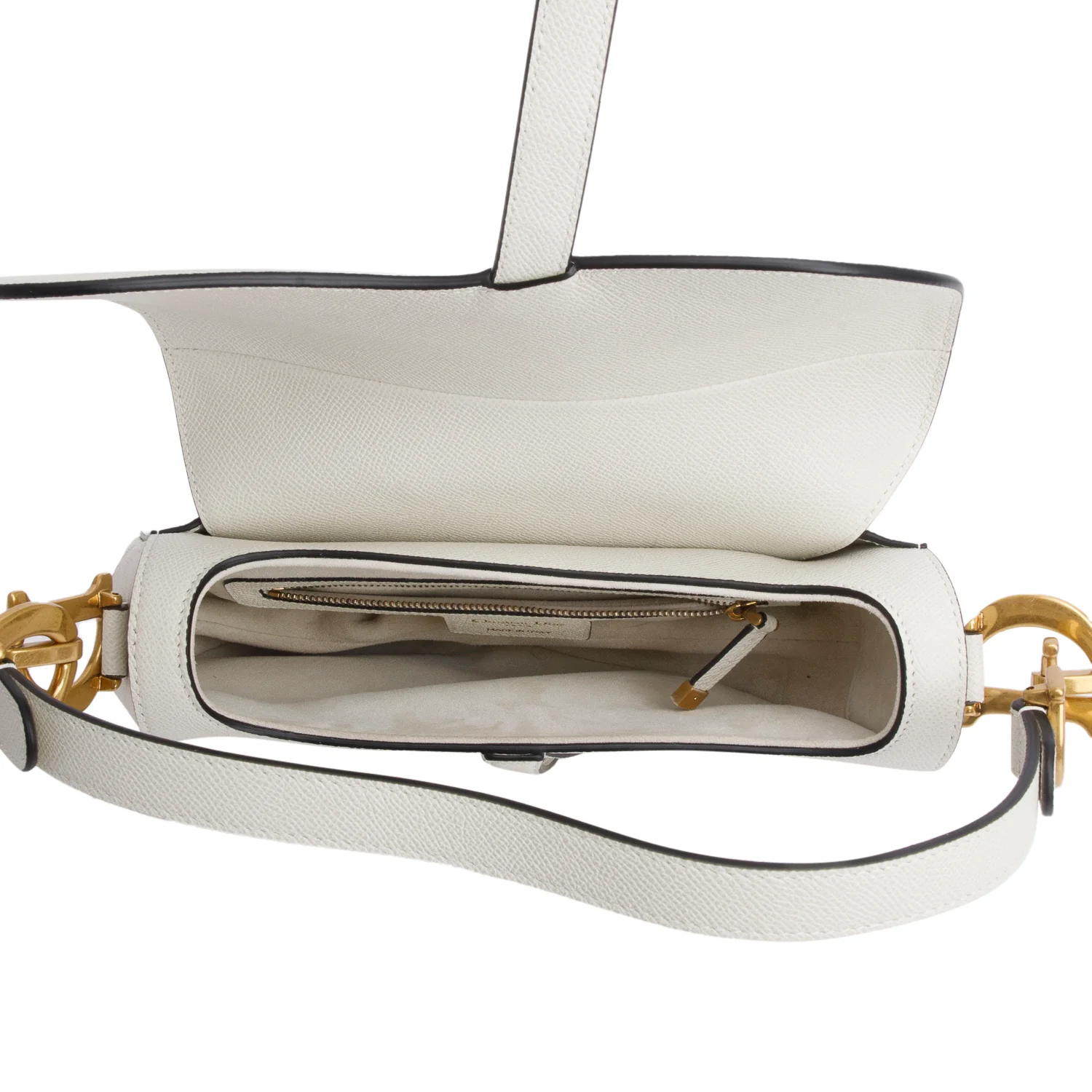 Christian Dior 2021 Cream Grained Calfskin Saddle Bag w/ Box & Authenticity Card - Image 6