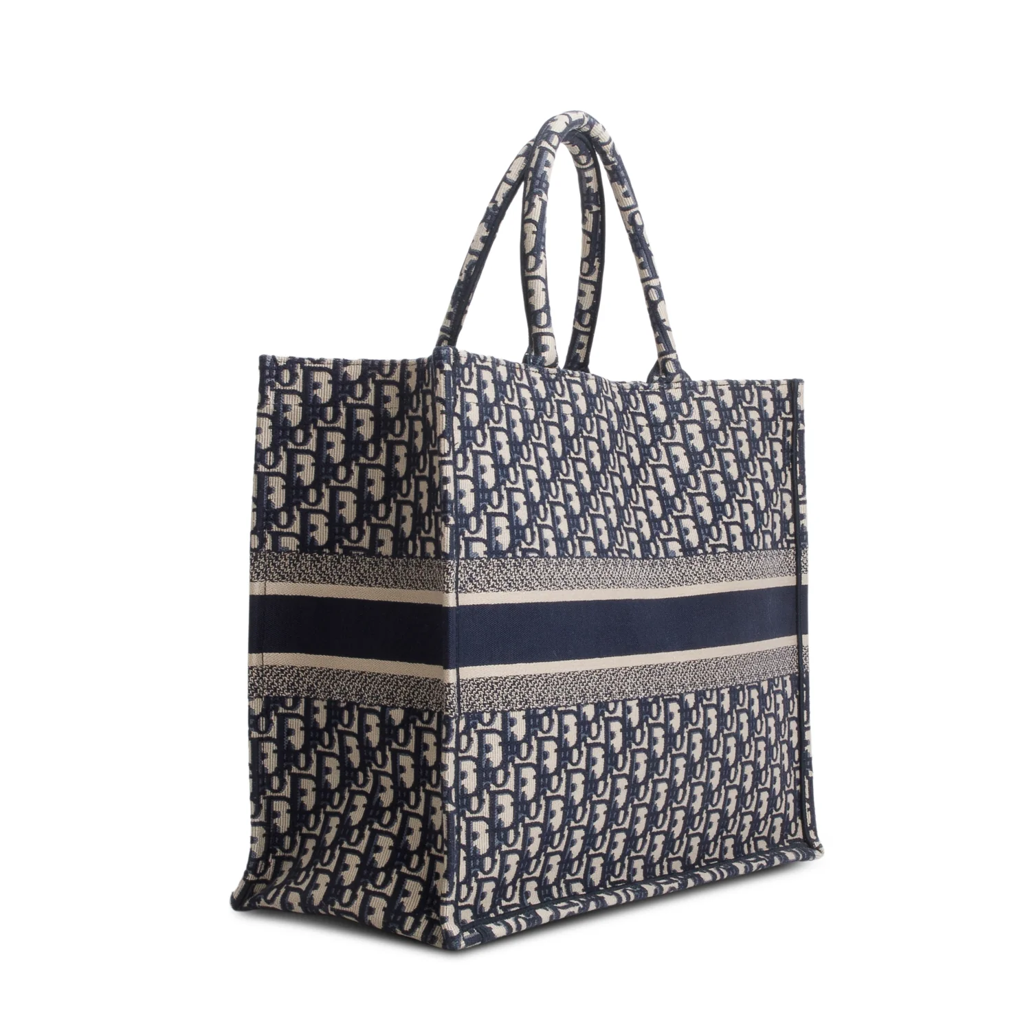 Christian Dior 2021 Ecru and Blue Oblique Large Book Tote w/ Receipt - Image 5