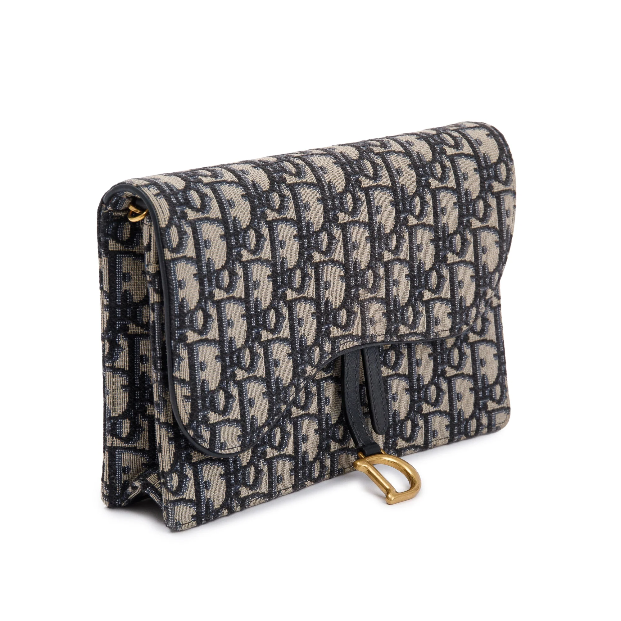 Christian Dior 2021 Oblique Jacquard Saddle Pouch with Chain w/ Box - Image 5