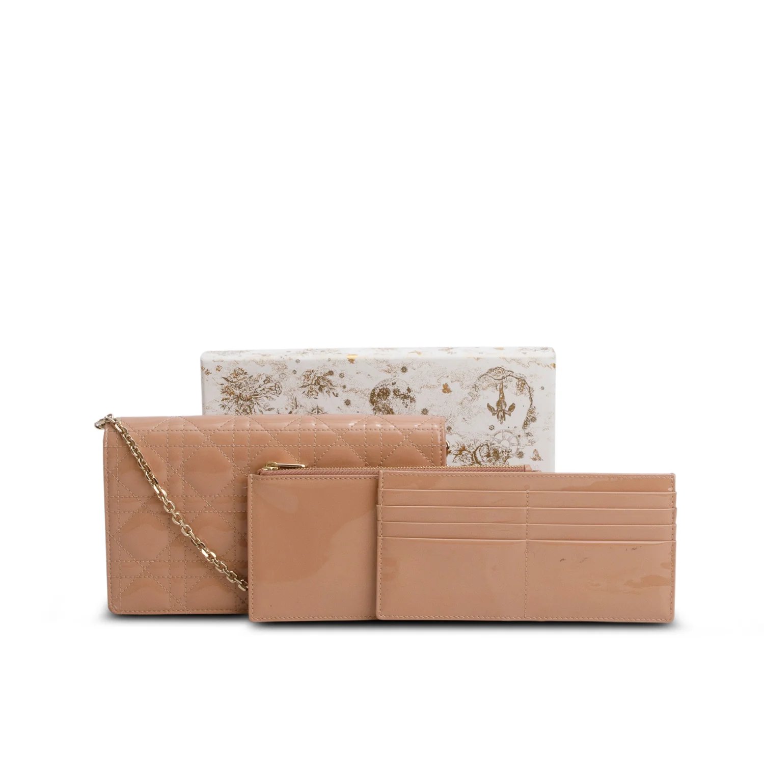 Christian Dior 2021 Pink Patent Leather Cannage Lady Dior Clutch w/ Box & Inserts - Image 3