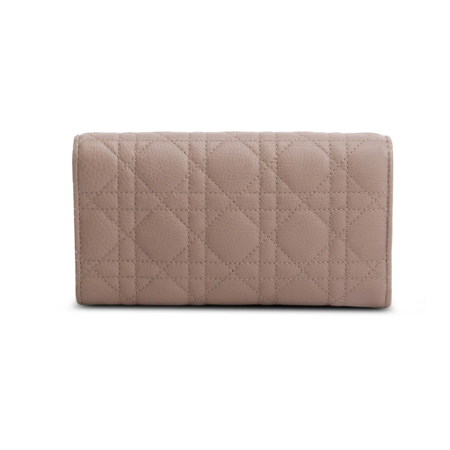 Christian Dior 2021 Taupe Lambskin Cannage Caro Orchid Long Wallet - Image 3