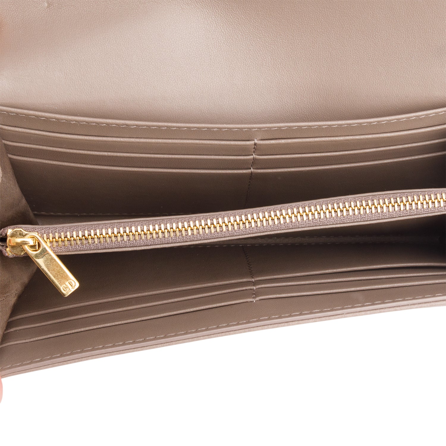 Christian Dior 2021 Taupe Lambskin Cannage Caro Orchid Long Wallet - Image 6