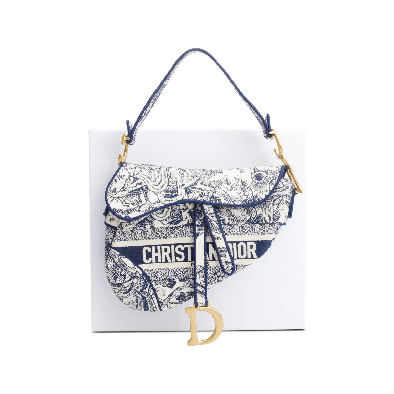 Christian Dior 2021 Toile de Jouy Medium Saddle Bag w/ Box, Receipt & Authenticity Card - Image 2