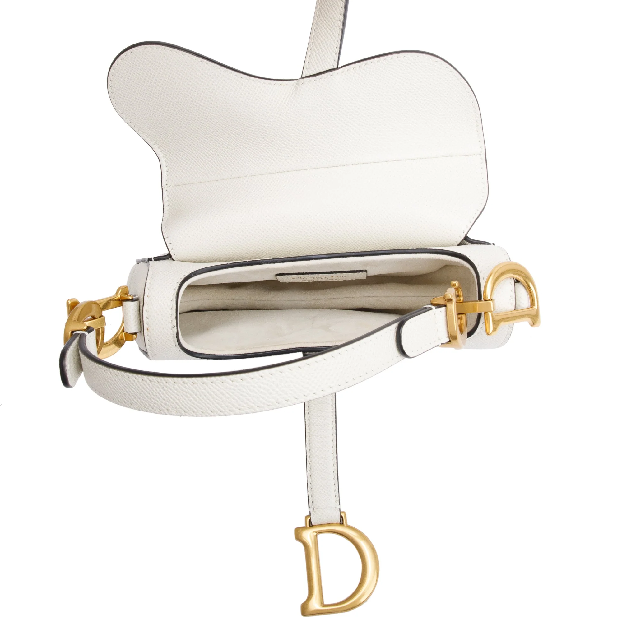 Christian Dior 2021 White Calfskin Leather Mini Saddle Bag w/ Box & Receipt - Image 8